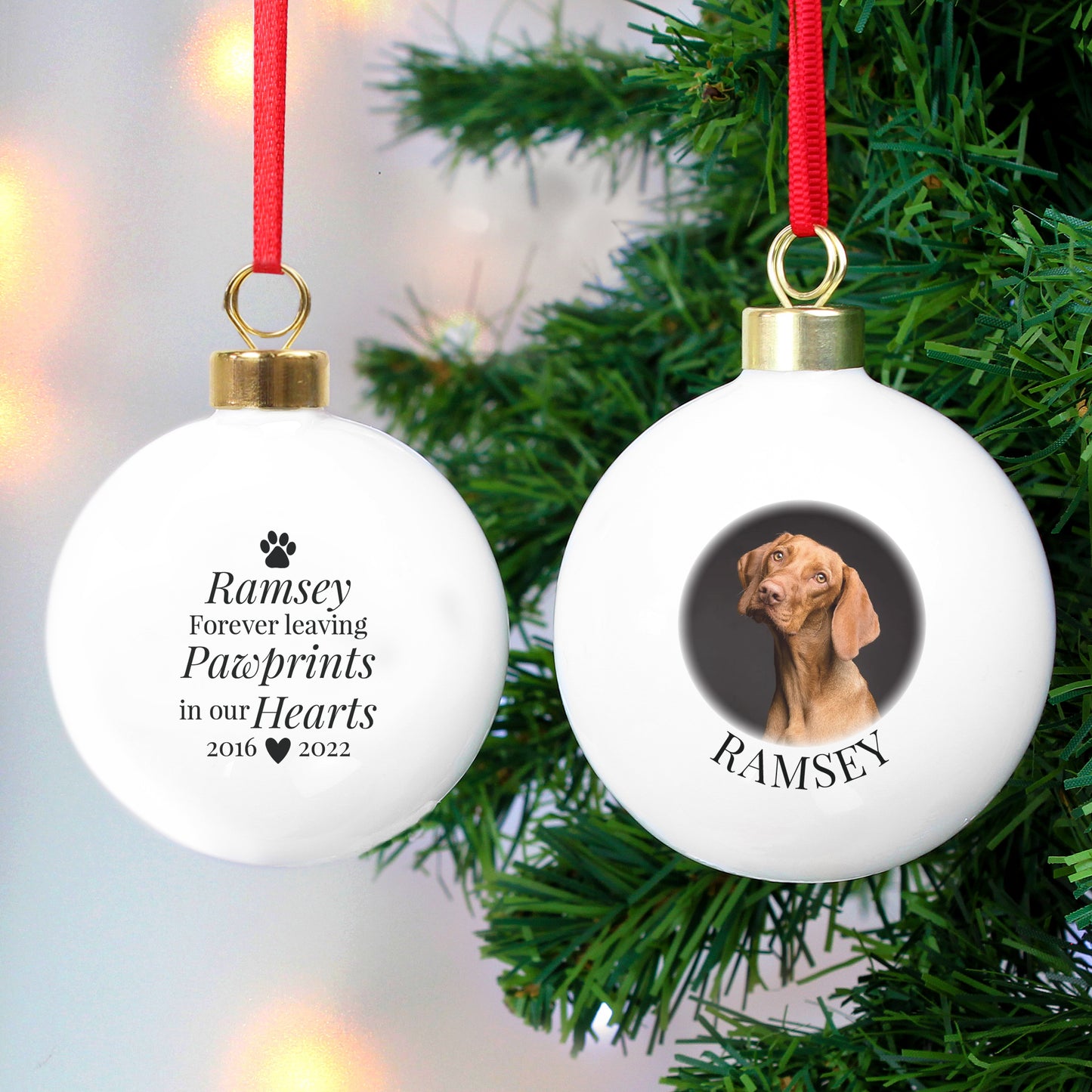 PAW PRINT MEMORIAL PHOTO BAUBLE