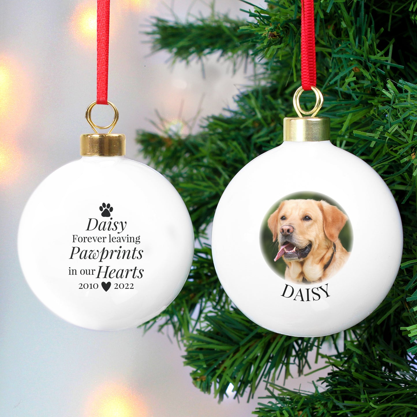 PAW PRINT MEMORIAL PHOTO BAUBLE