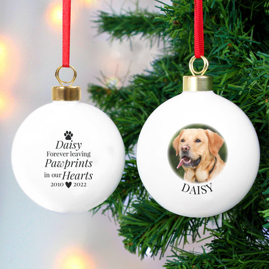 PAW PRINT MEMORIAL PHOTO BAUBLE