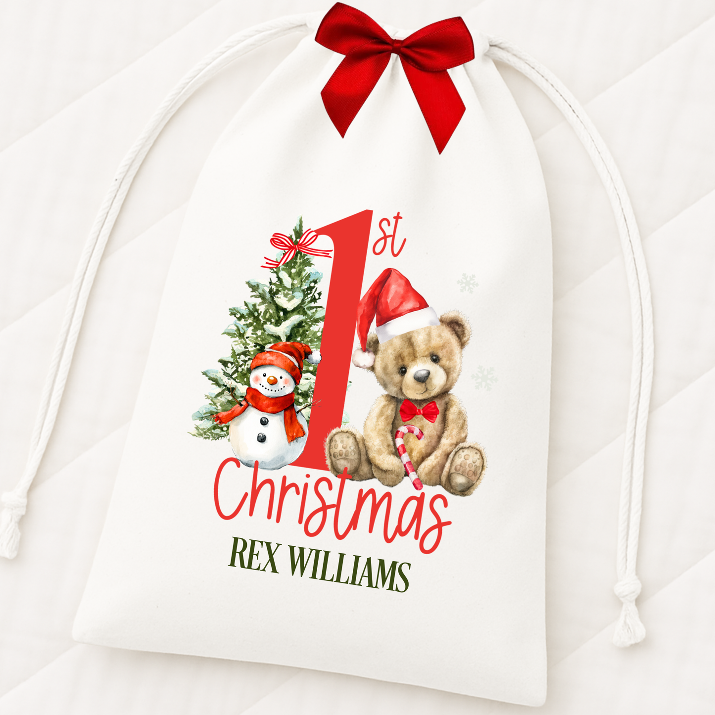 FIRST CHRISTMAS DRAWSTRING BAG