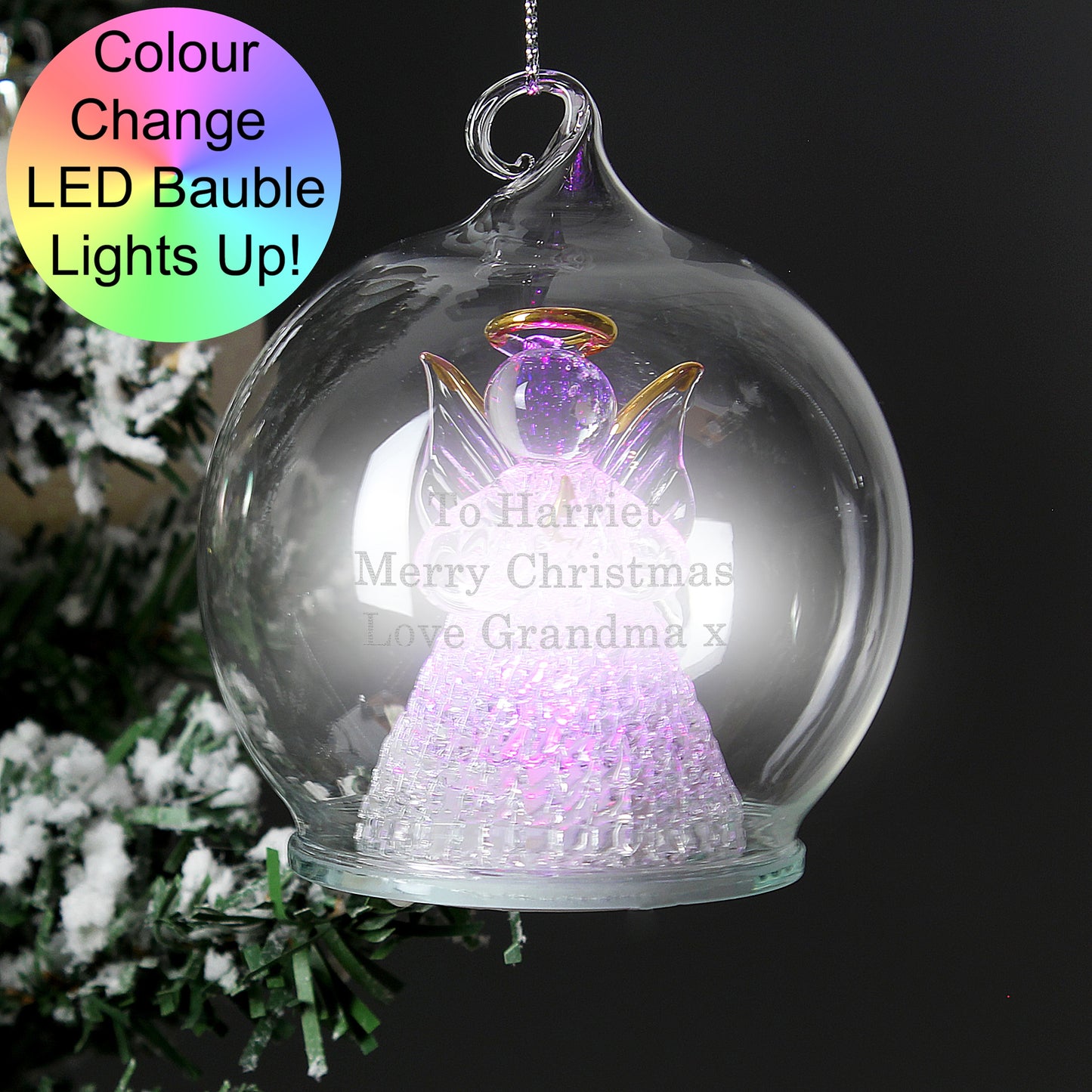 ANGEL LED GLASS BAUBLE