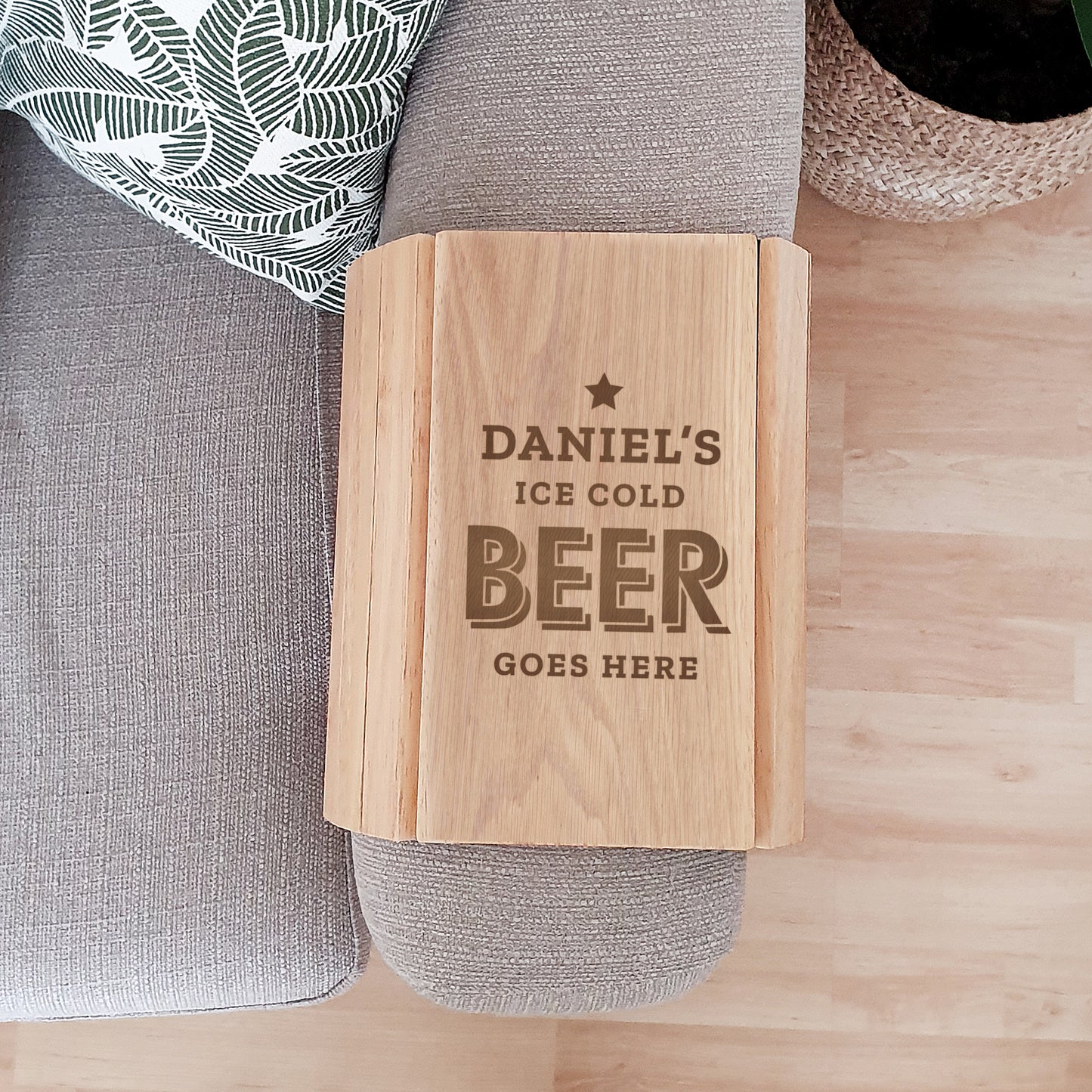 BEER GOES HERE SOFA TRAY