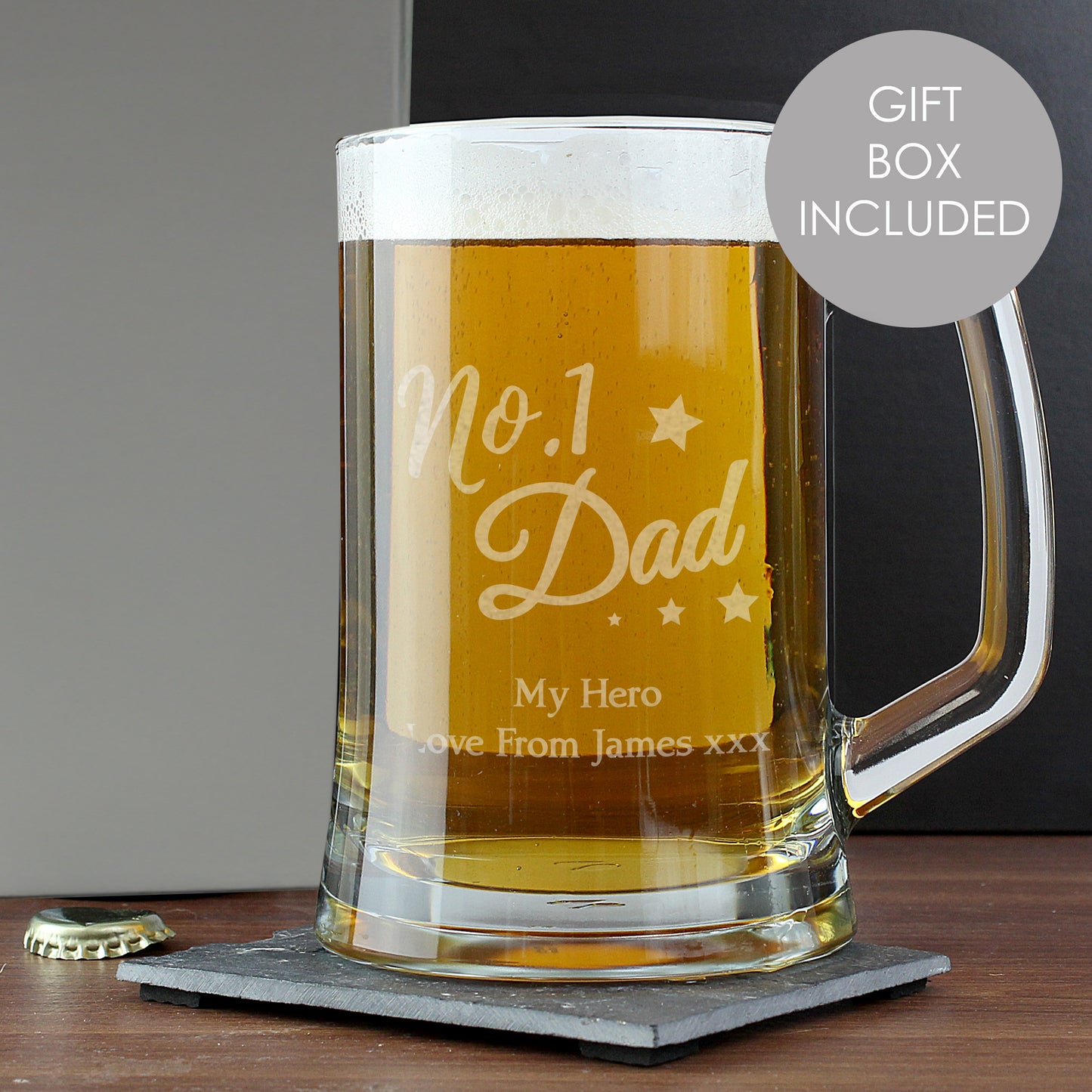NO.1 DAD GLASS PINT TANKARD