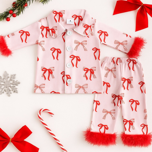 RED FLUFFY CHRISTMAS PJS