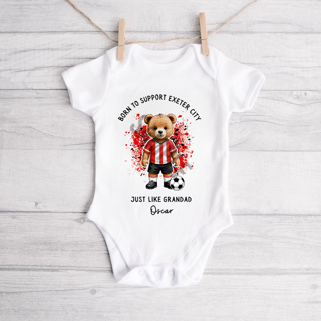 BORN TO SUPPORT EXETER CITY BABY VEST