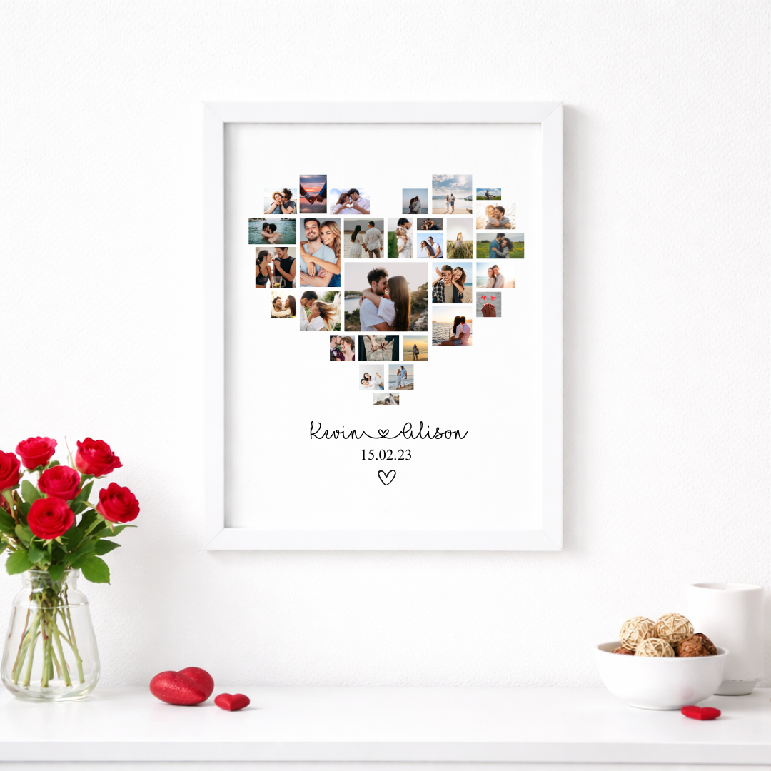 HEART COLLAGE FRAMED PRINT