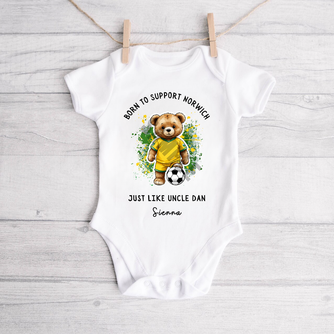 BORN TO SUPPORT NORWICH BABY VEST