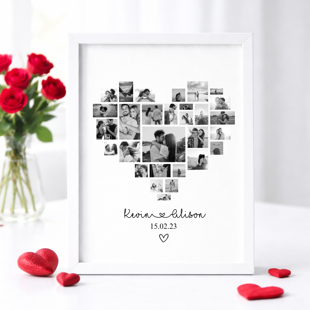 HEART COLLAGE FRAMED PRINT