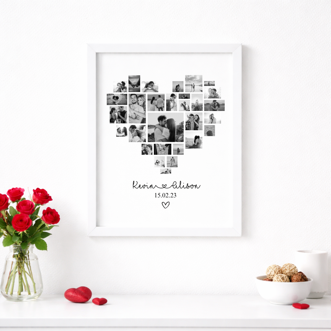 HEART COLLAGE FRAMED PRINT