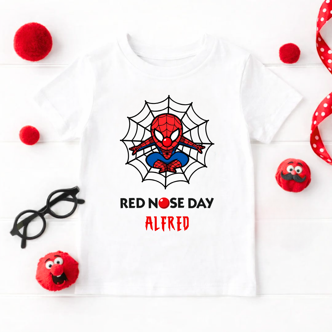 SPIDERMAN RED NOSE DAY T-SHIRT