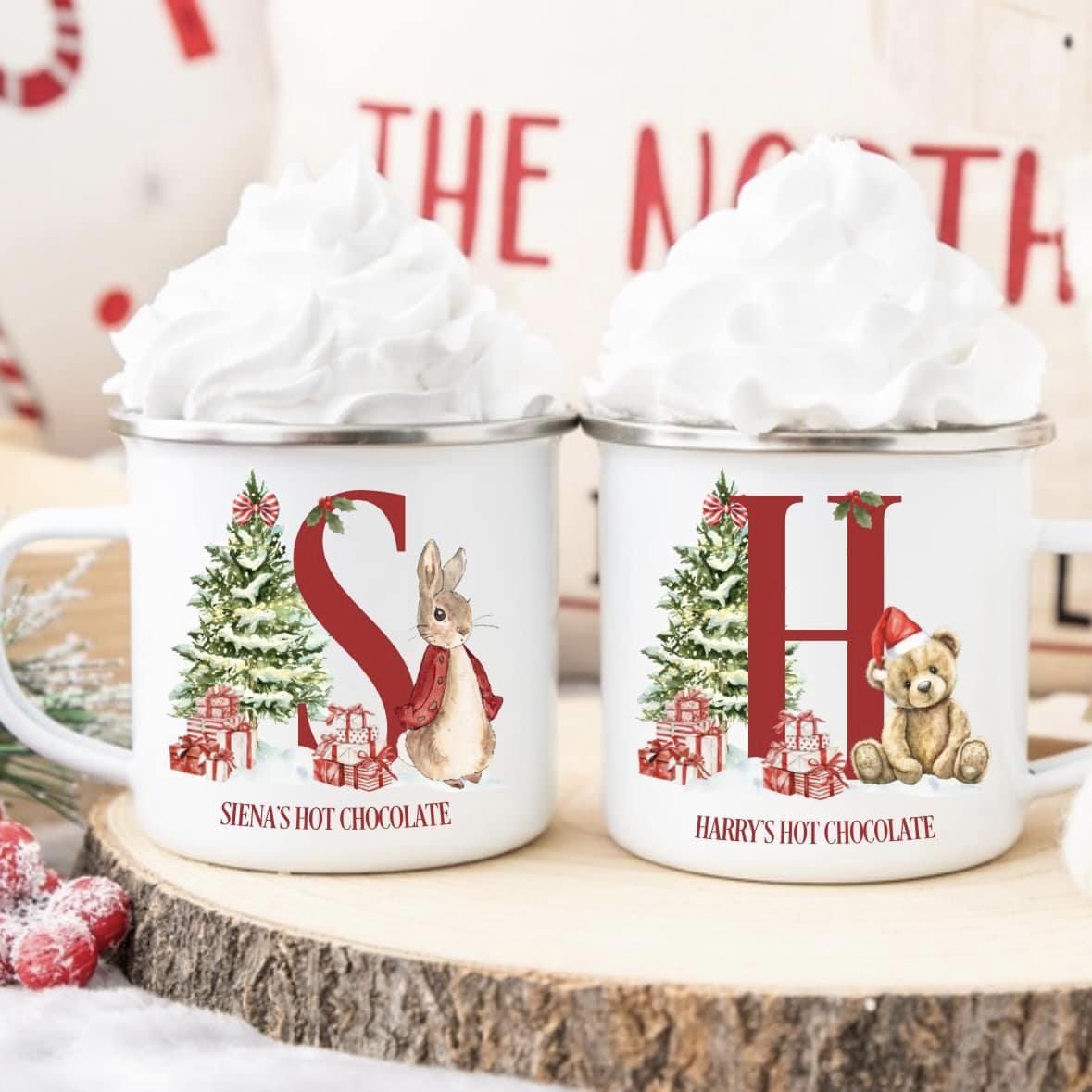 INITIAL CHRISTMAS MUGS