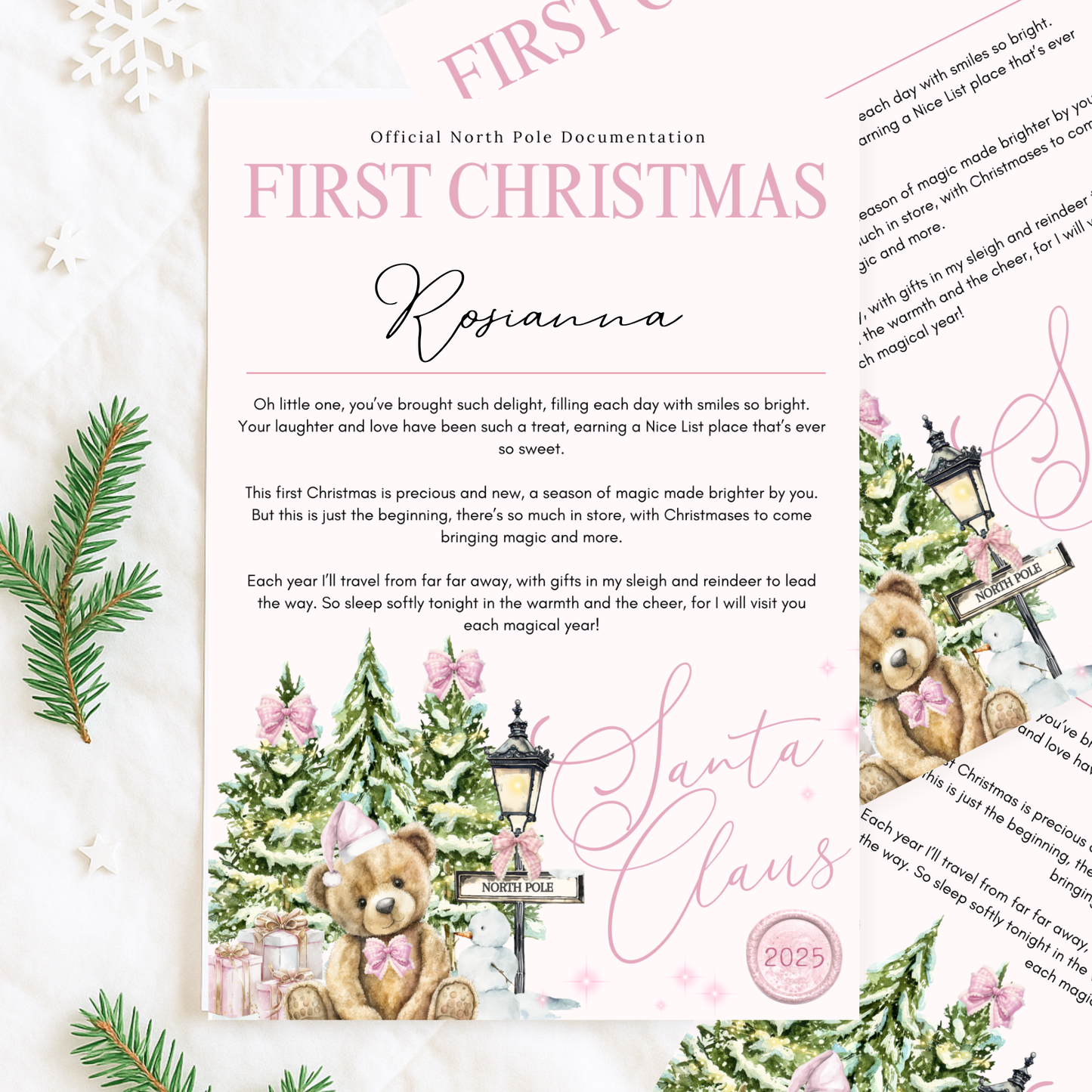 PINK FIRST CHRISTMAS LETTER
