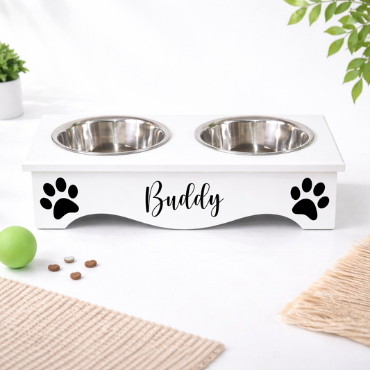 WHITE PET FEEDING STATION