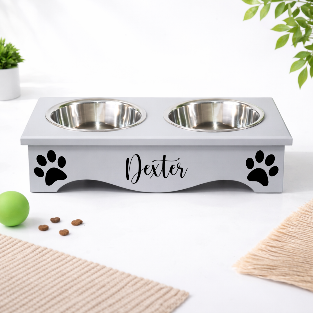 GREY PET FEEDING STATION