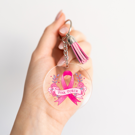 PINK POWER CANCER KEYRING