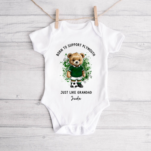 BORN TO SUPPORT PLYMOUTH ARGYLE BABY VEST