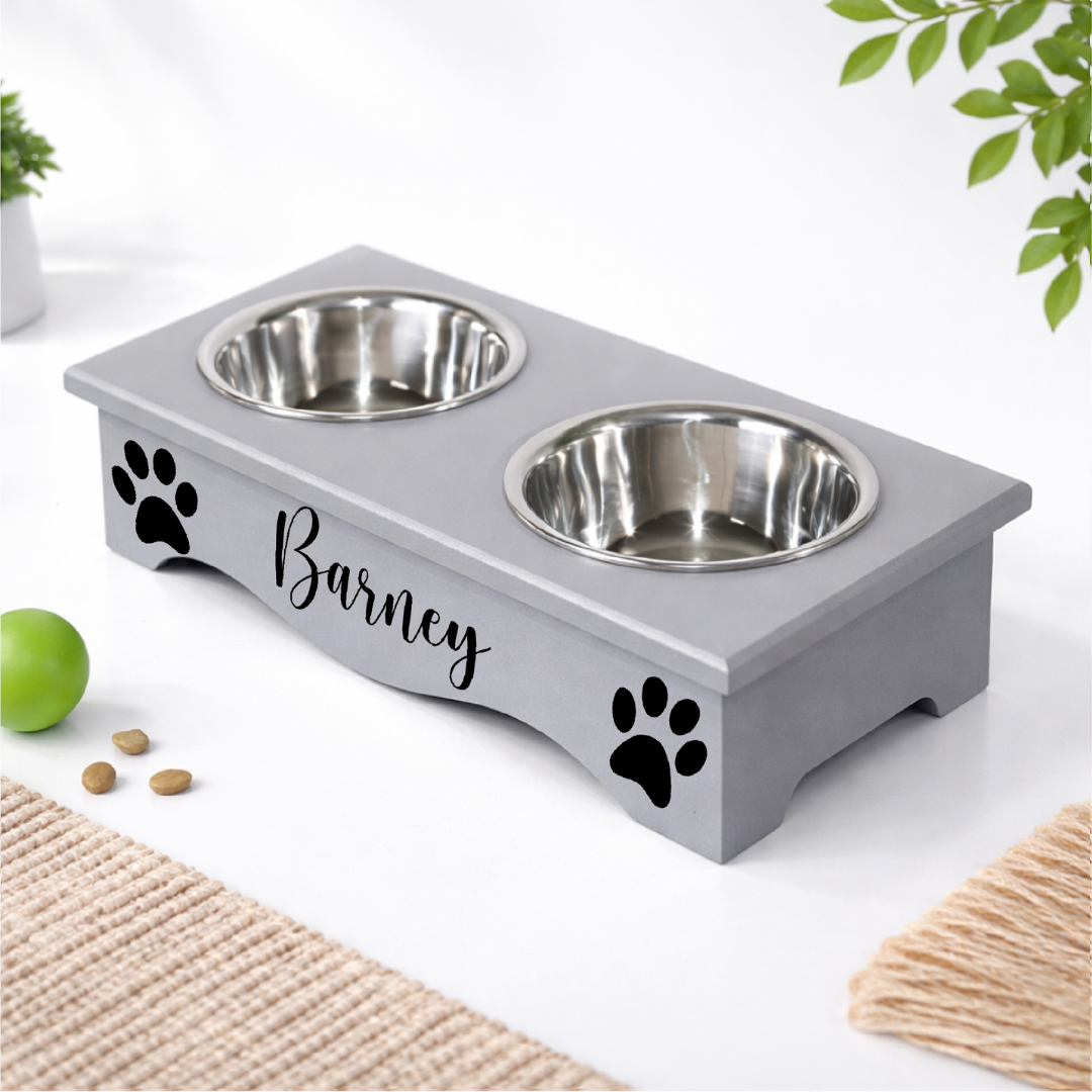 GREY PET FEEDING STATION