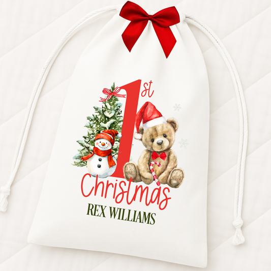 FIRST CHRISTMAS DRAWSTRING BAG