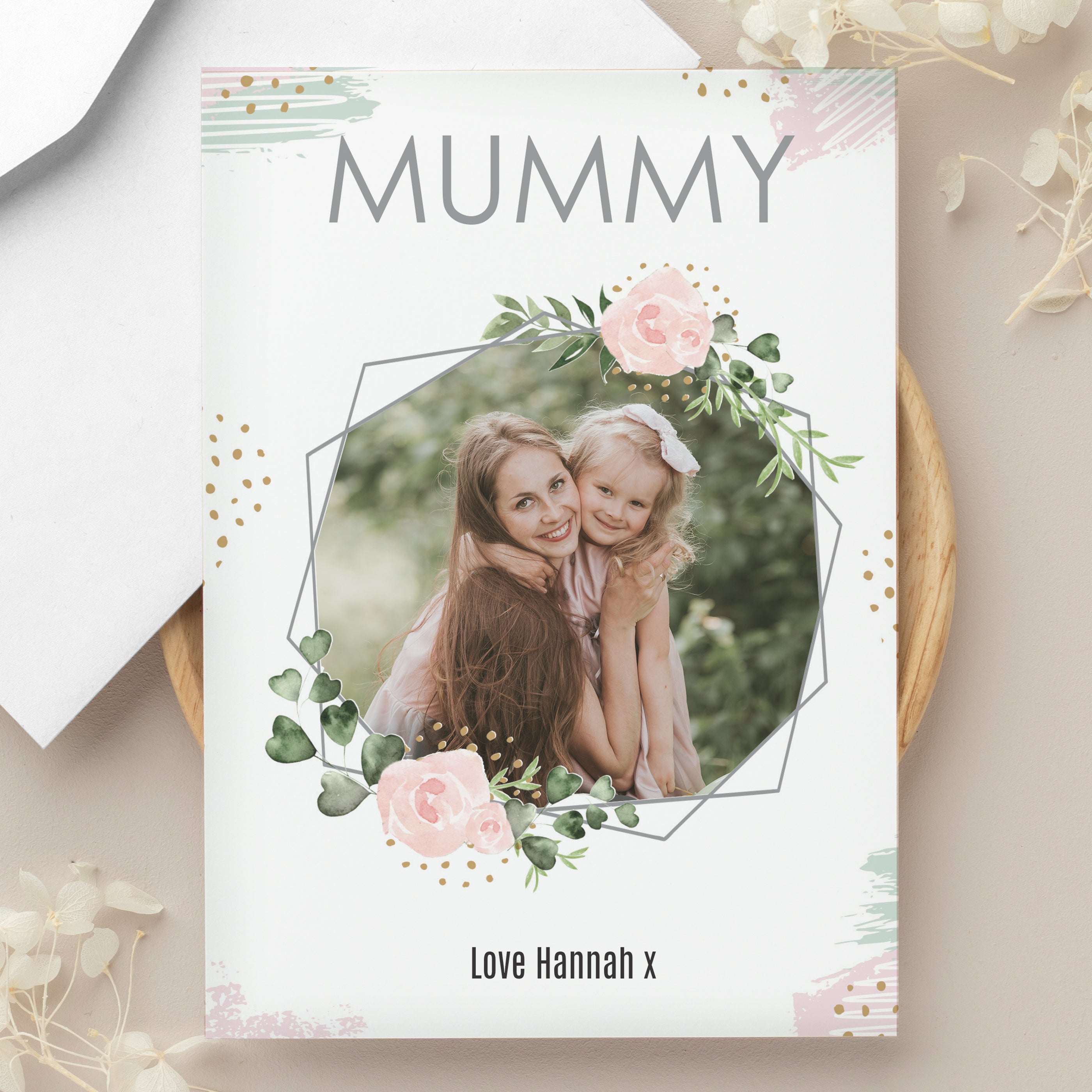 PERSONALISED FLORAL ABSTRACT PHOTO CARD