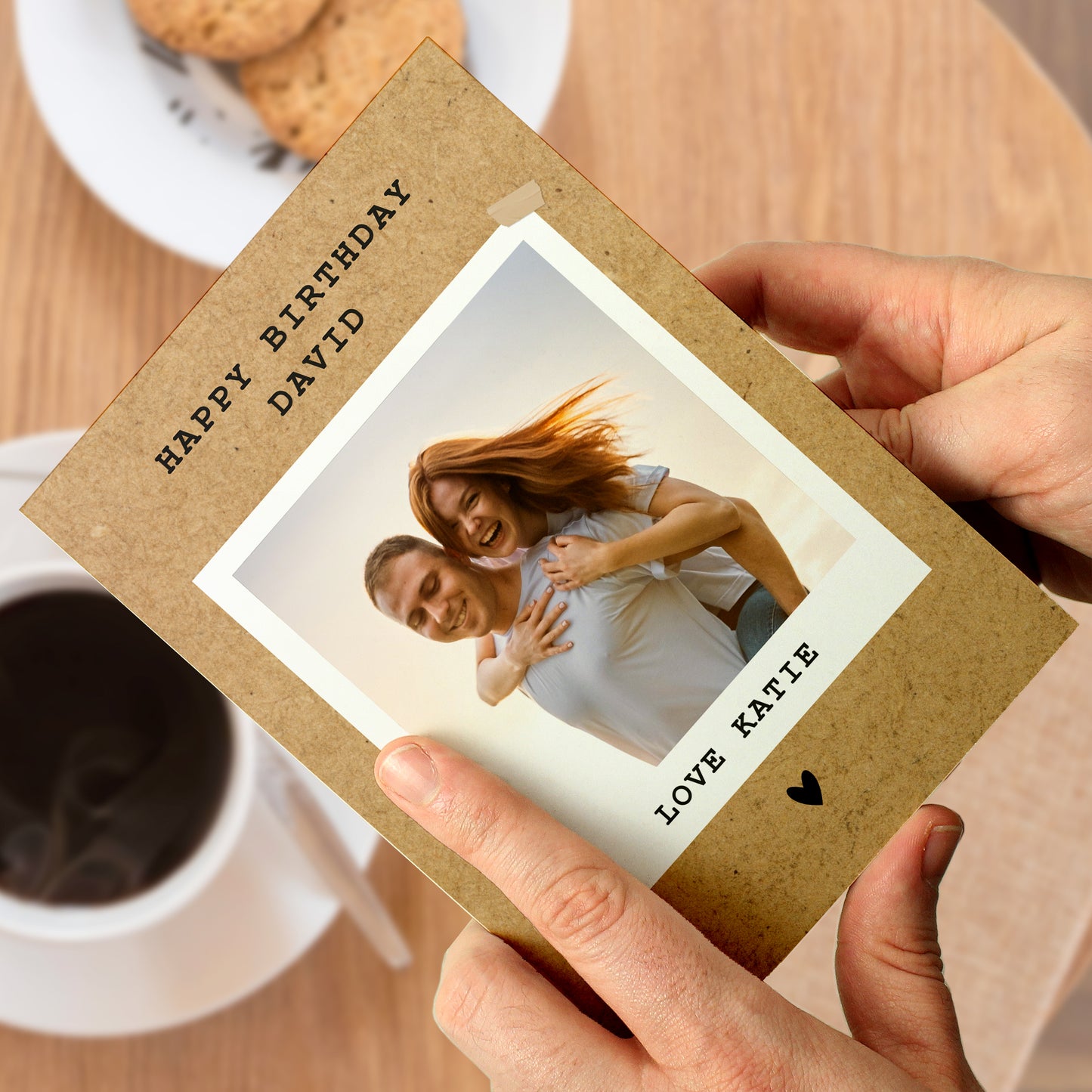 PERSONALISED RUSTIC POLAROID PHOTO CARD