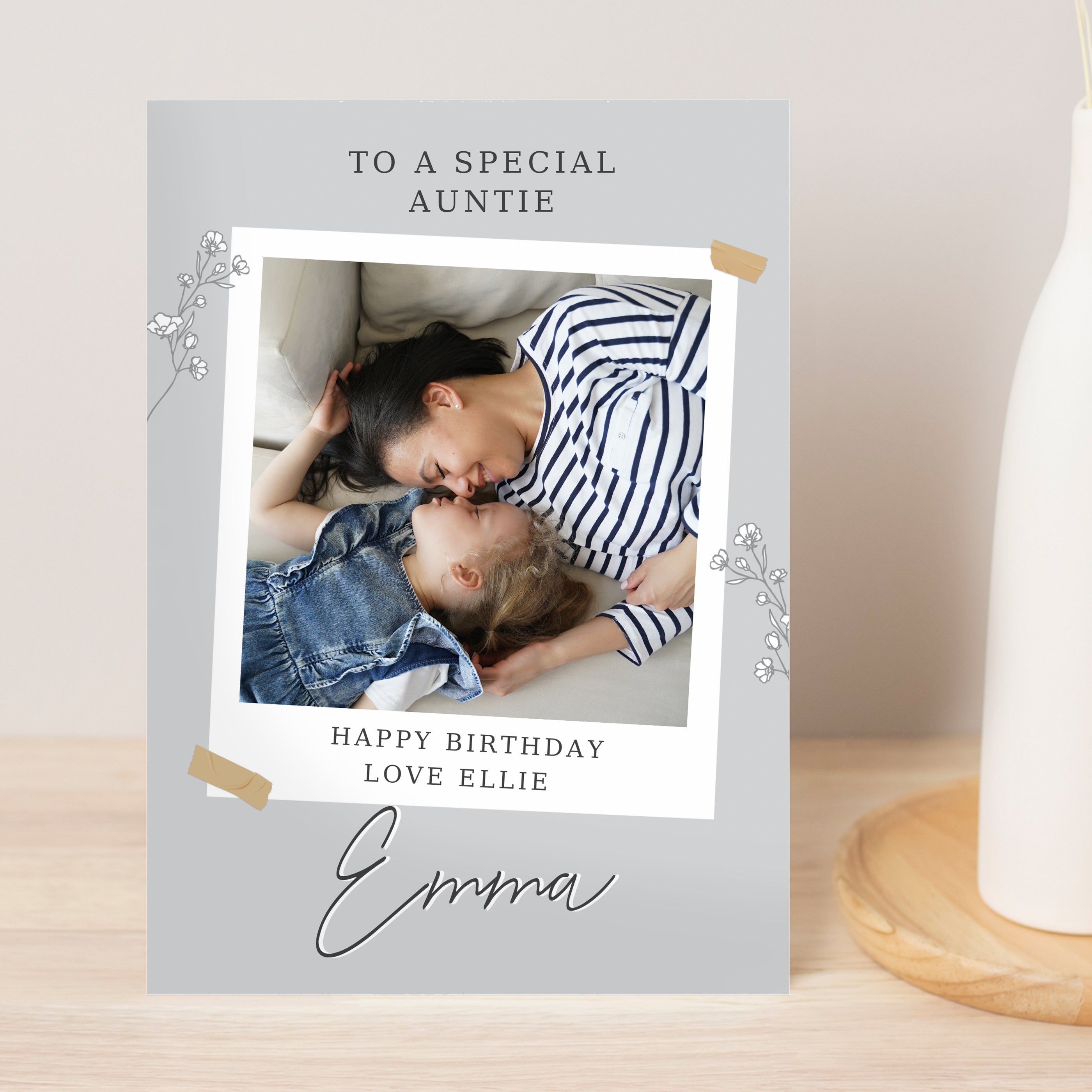PERSONALISED GREY SNAPSHOT PHOTO CARD