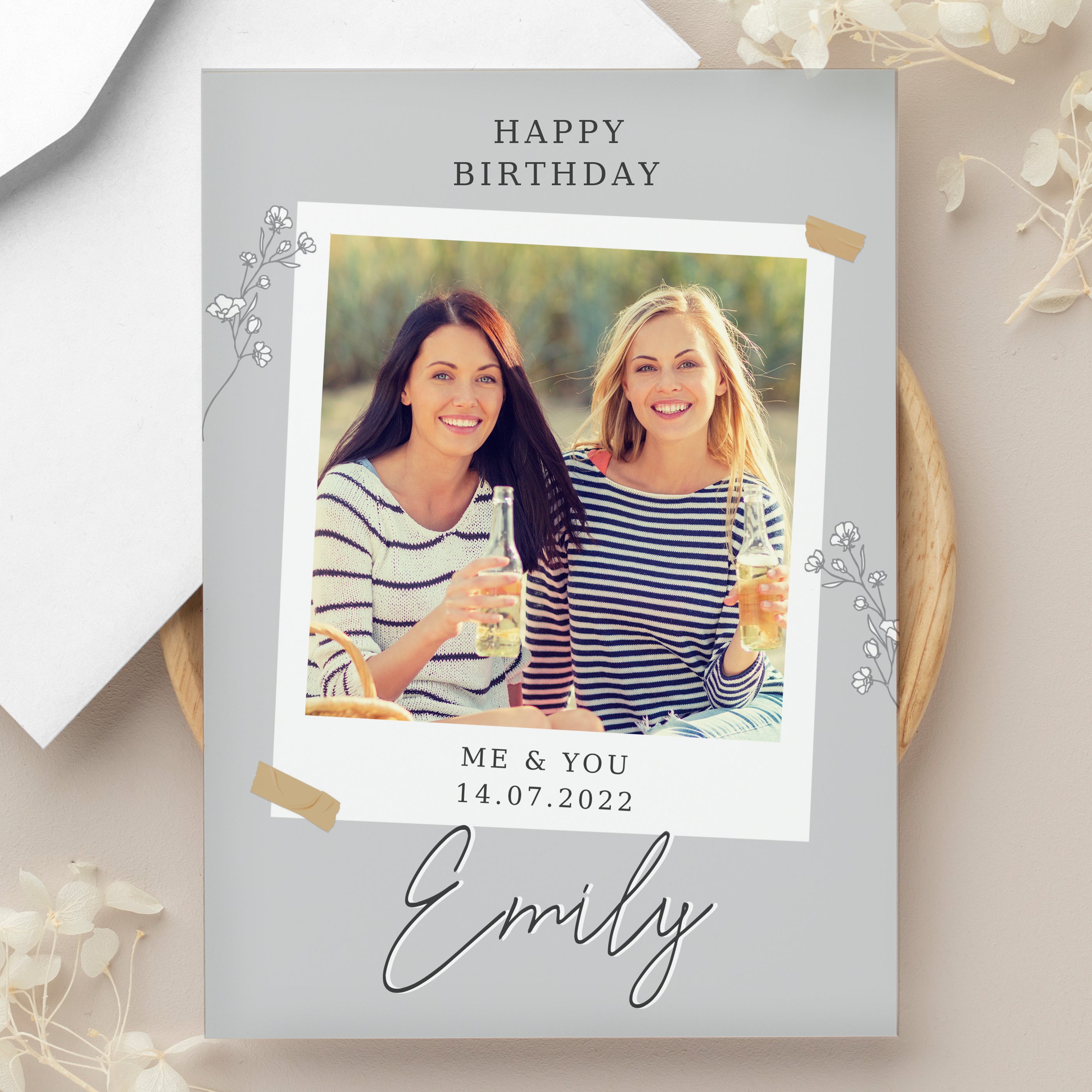 PERSONALISED GREY SNAPSHOT PHOTO CARD