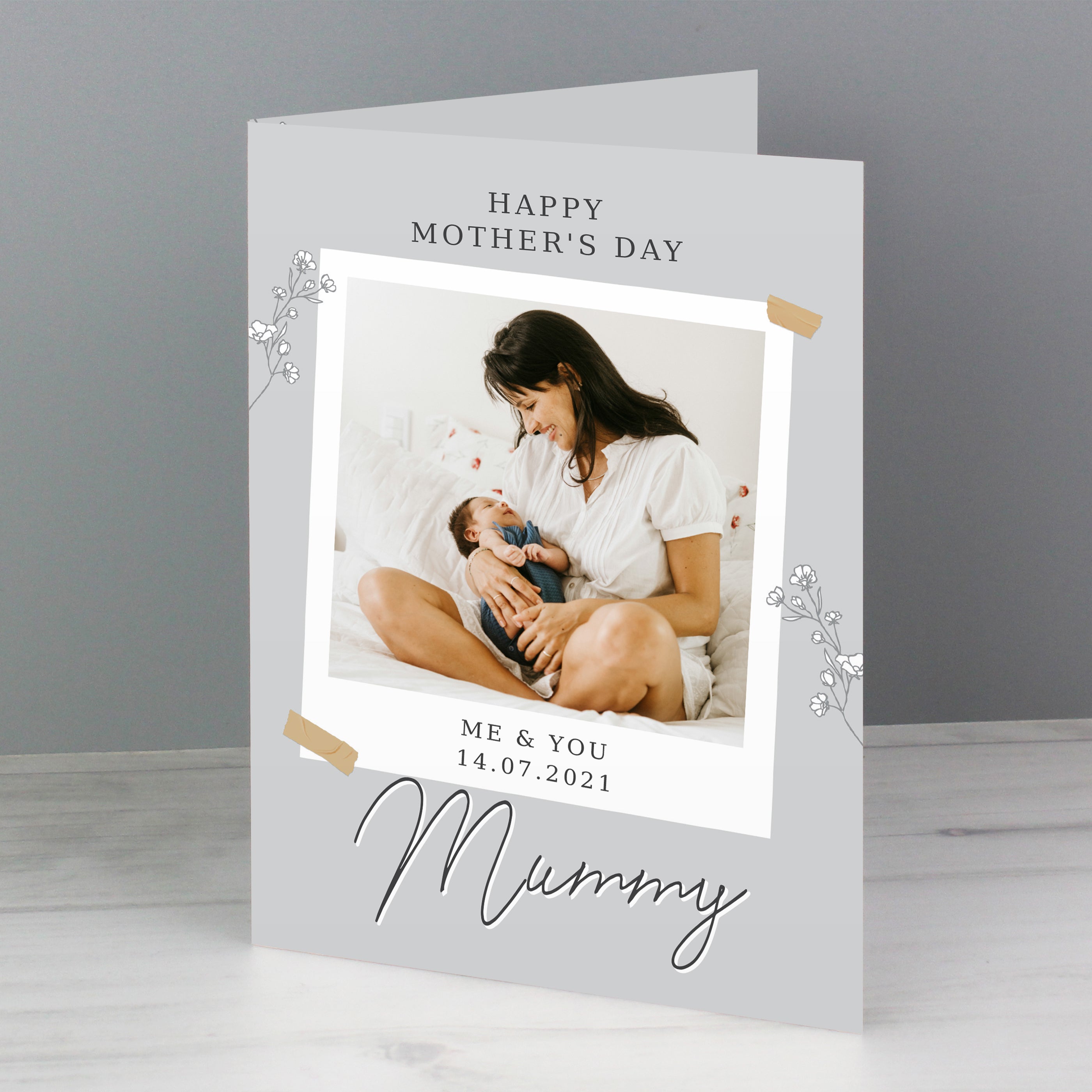 PERSONALISED GREY SNAPSHOT PHOTO CARD