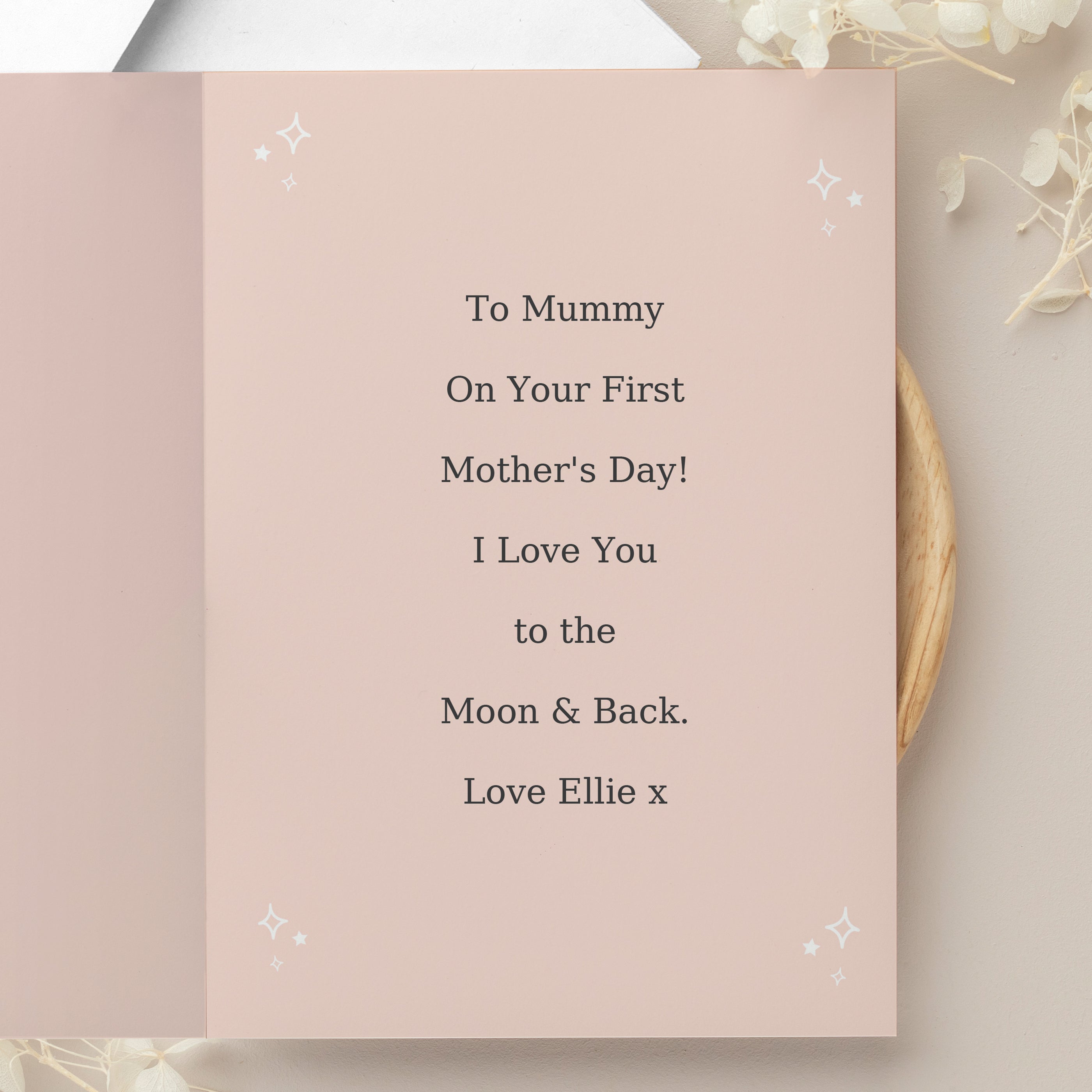 PERSONALISED PINK WREATH PHOTO CARD