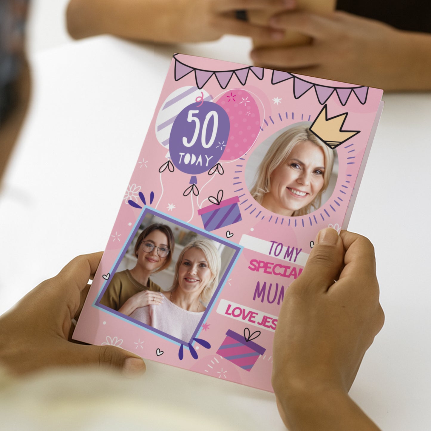 PHOTO UPLOAD PINK AGE BIRTHDAY CARD