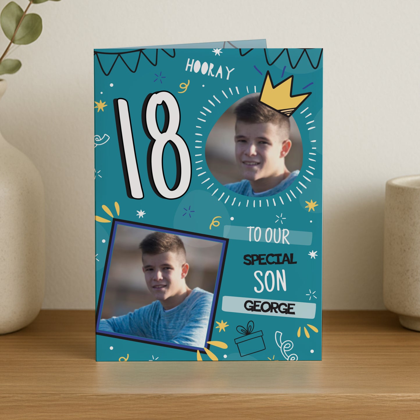 PHOTO UPLOAD BLUE AGE BIRTHDAY CARD