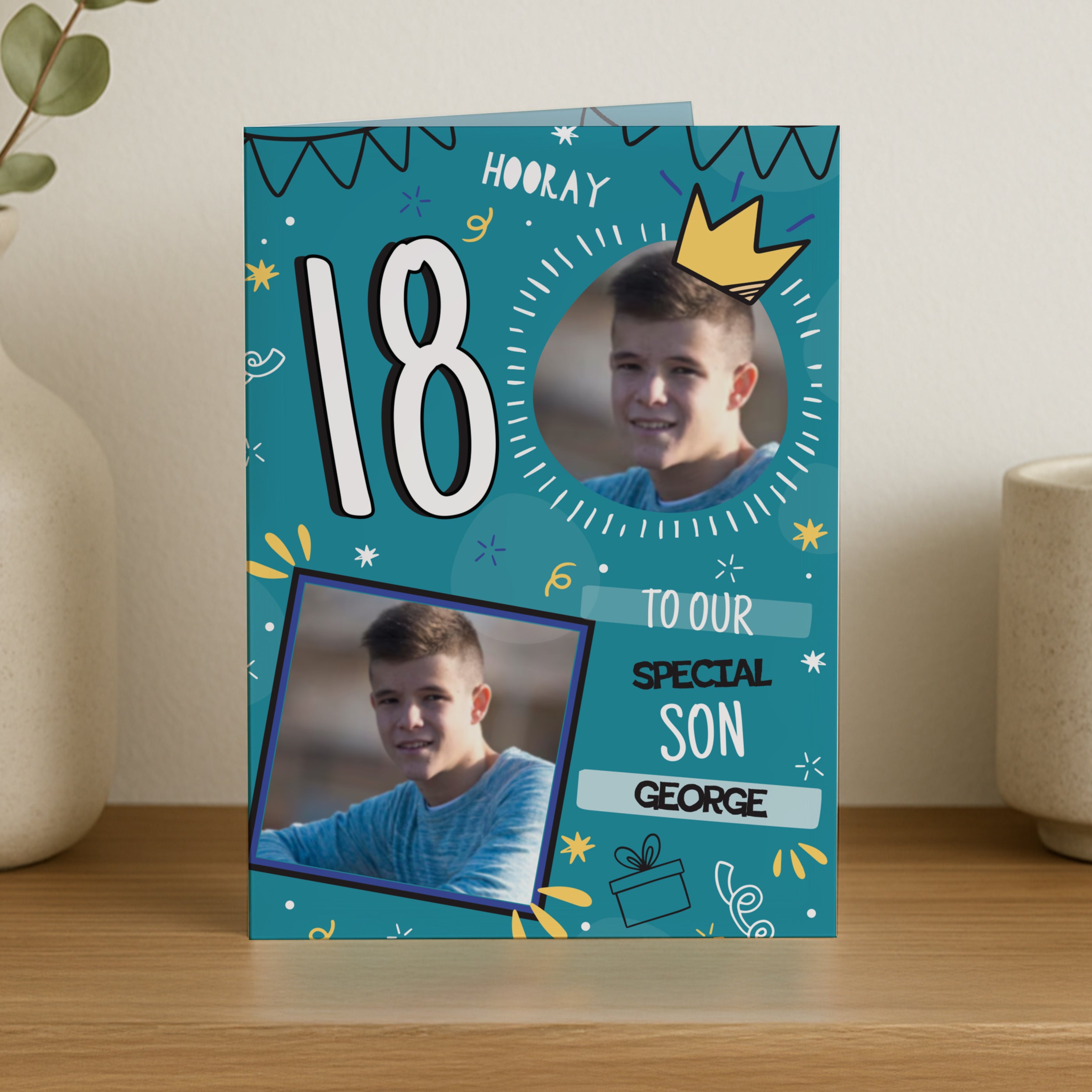 PHOTO UPLOAD BLUE AGE BIRTHDAY CARD