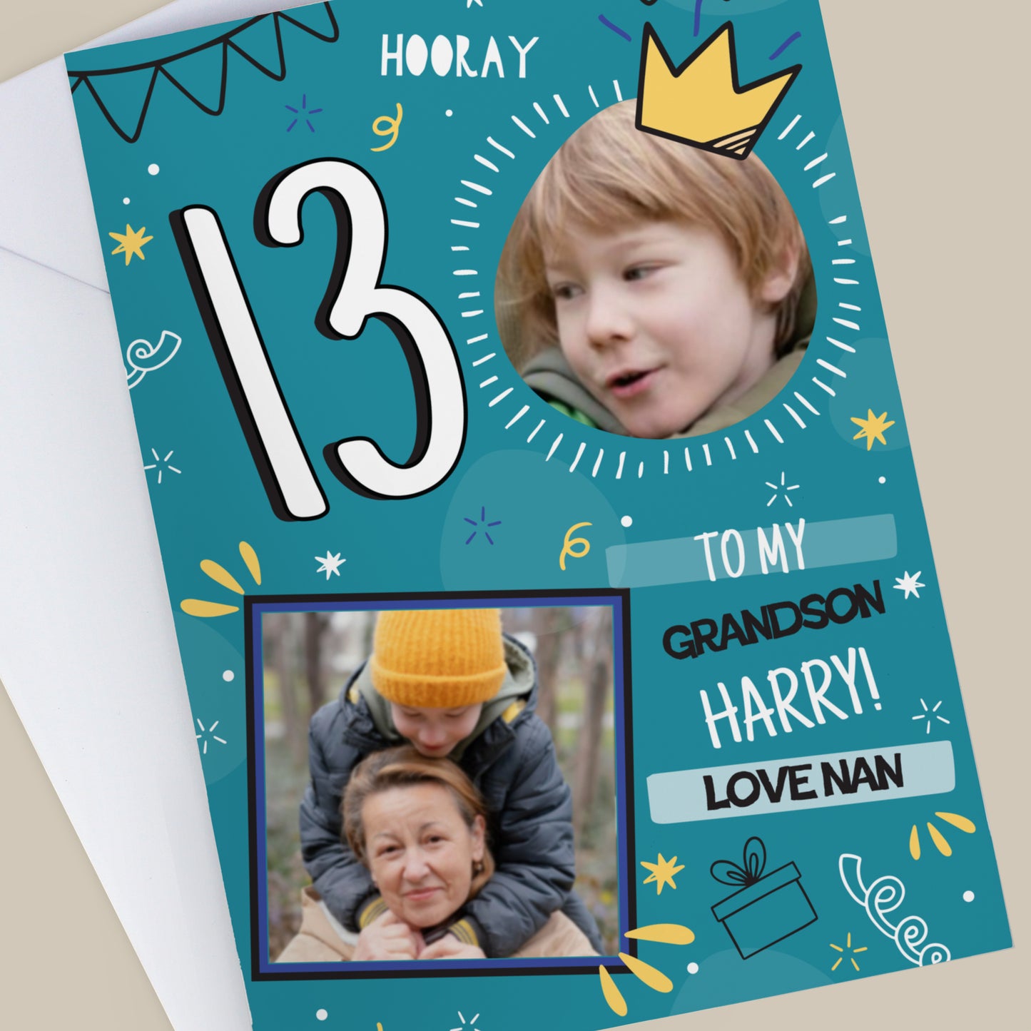 PHOTO UPLOAD BLUE AGE BIRTHDAY CARD