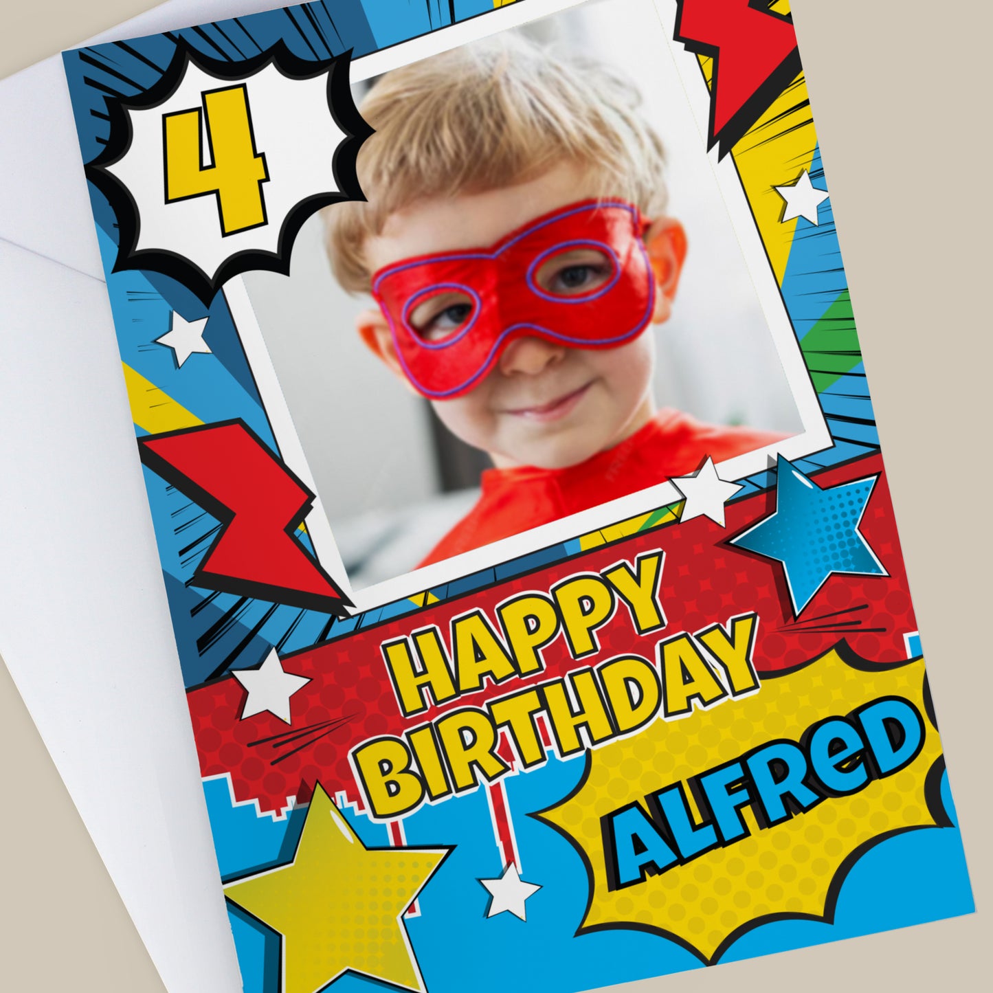 PHOTO UPLOAD SUPERHERO BIRTHDAY CARD