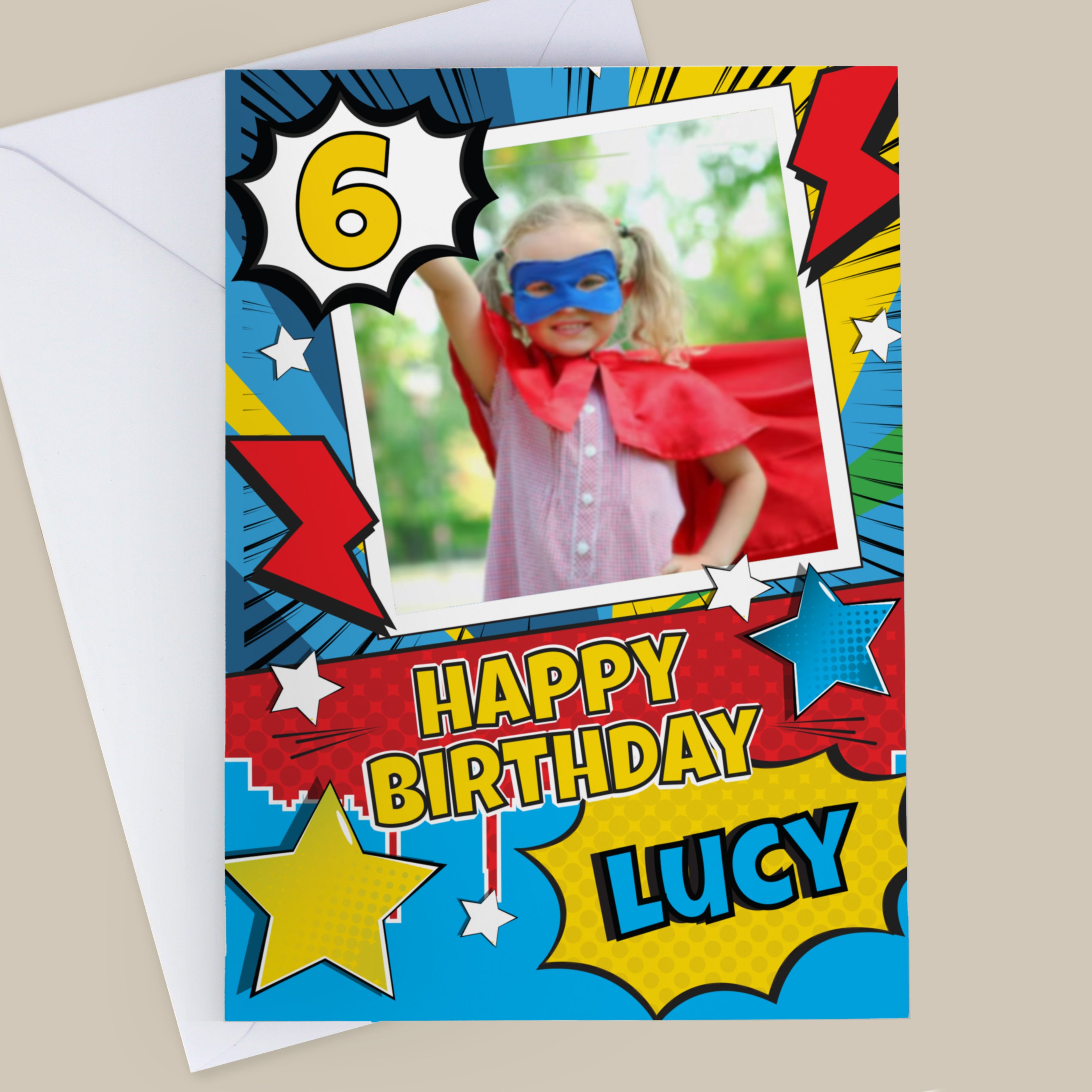 PHOTO UPLOAD SUPERHERO BIRTHDAY CARD