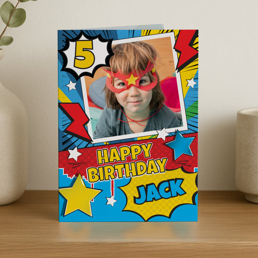 PHOTO UPLOAD SUPERHERO BIRTHDAY CARD