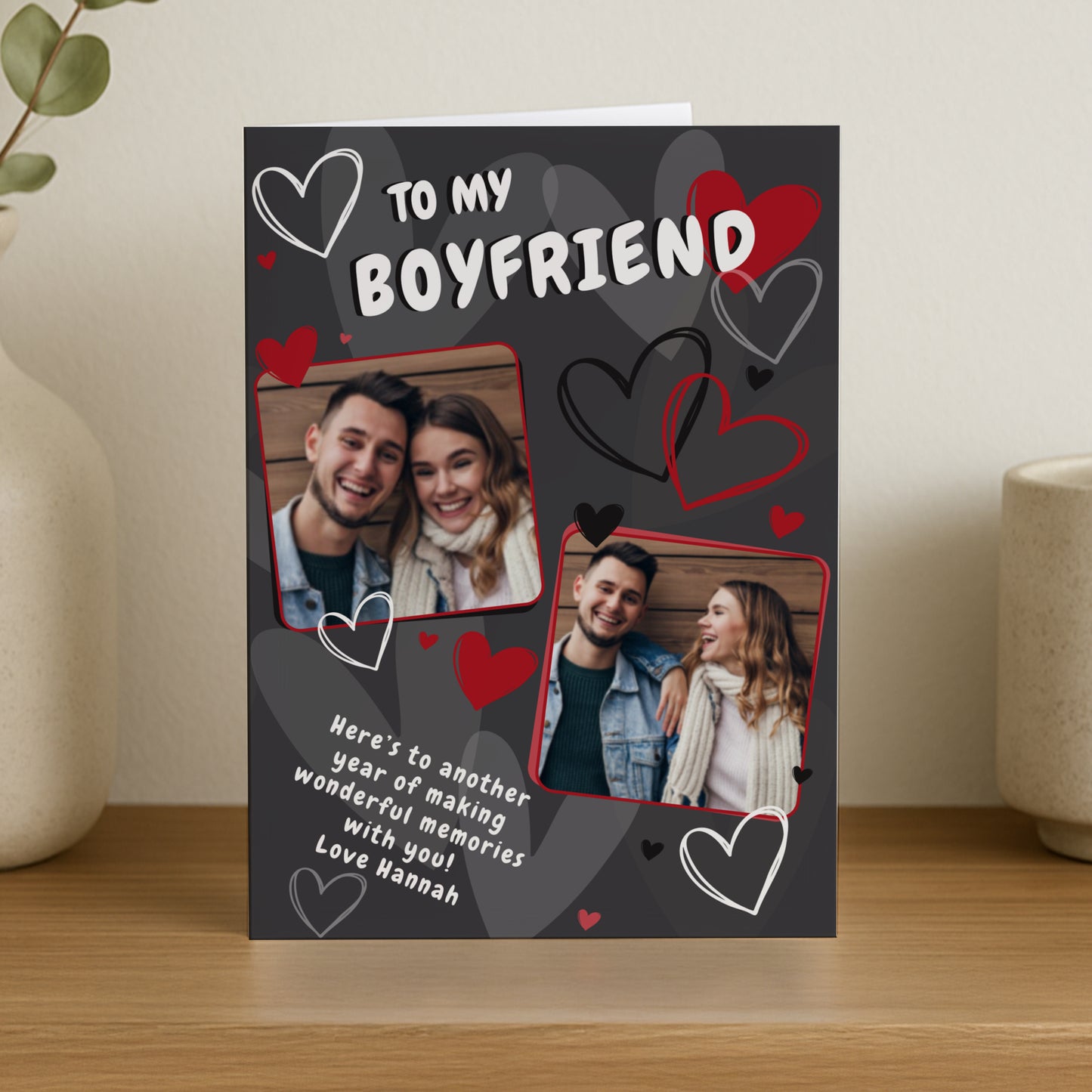 PERSONALISED PHOTO HEARTS CARD