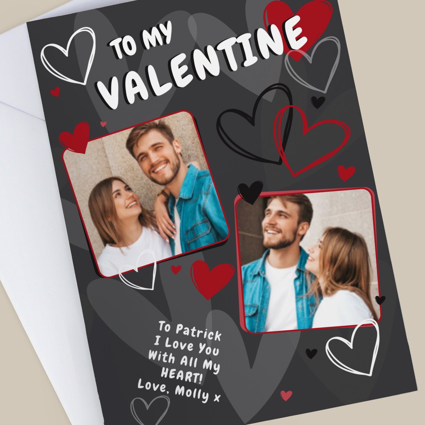 PERSONALISED PHOTO HEARTS CARD