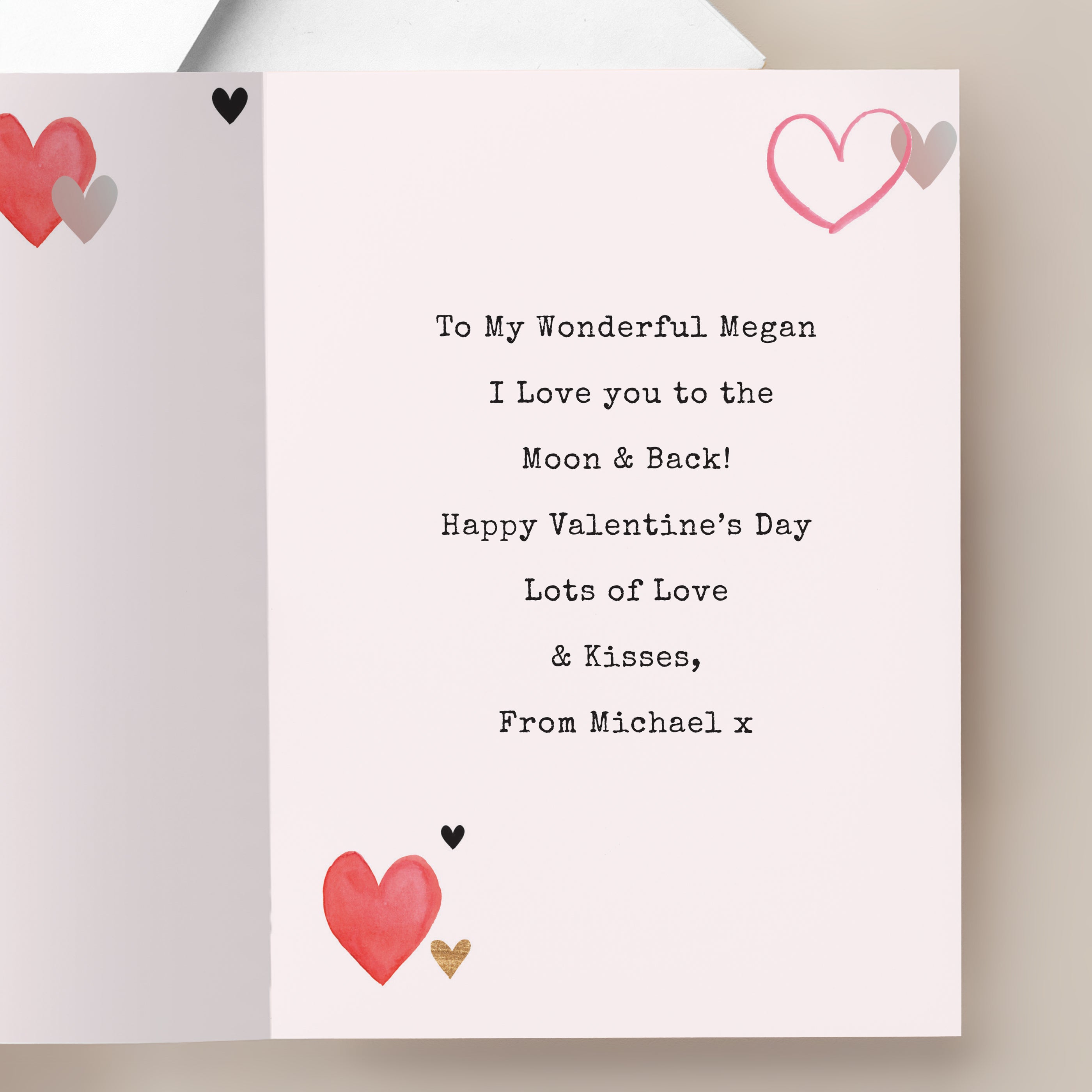 PERSONALISED PHOTO RED HEARTS CARD