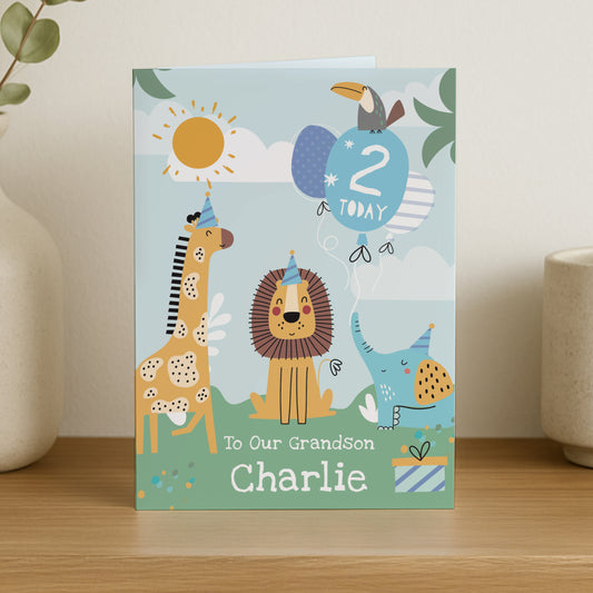 PERSONALISED ANIMALS BIRTHDAY CARD