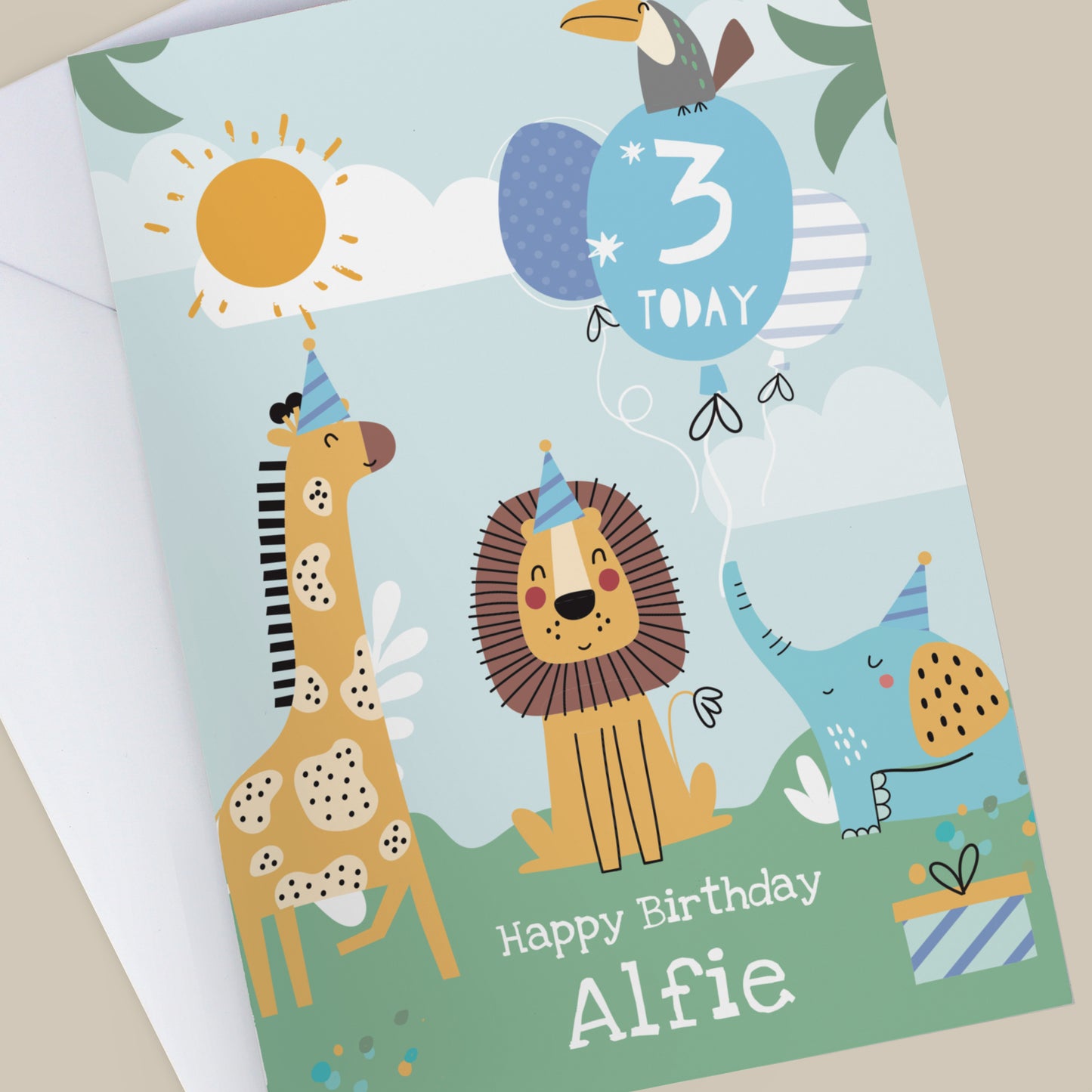 PERSONALISED ANIMALS BIRTHDAY CARD