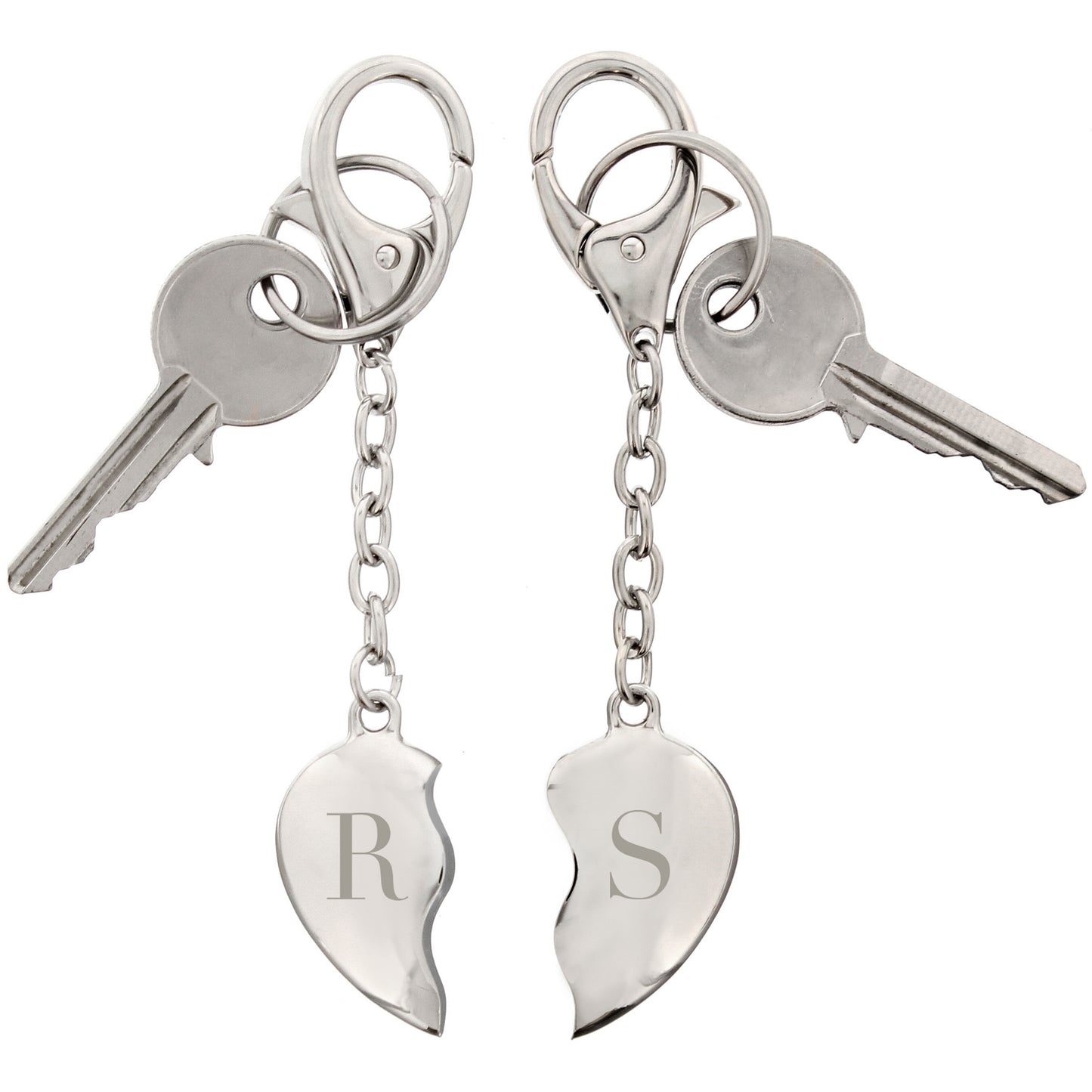 INITIALS TWO HEART KEYRING