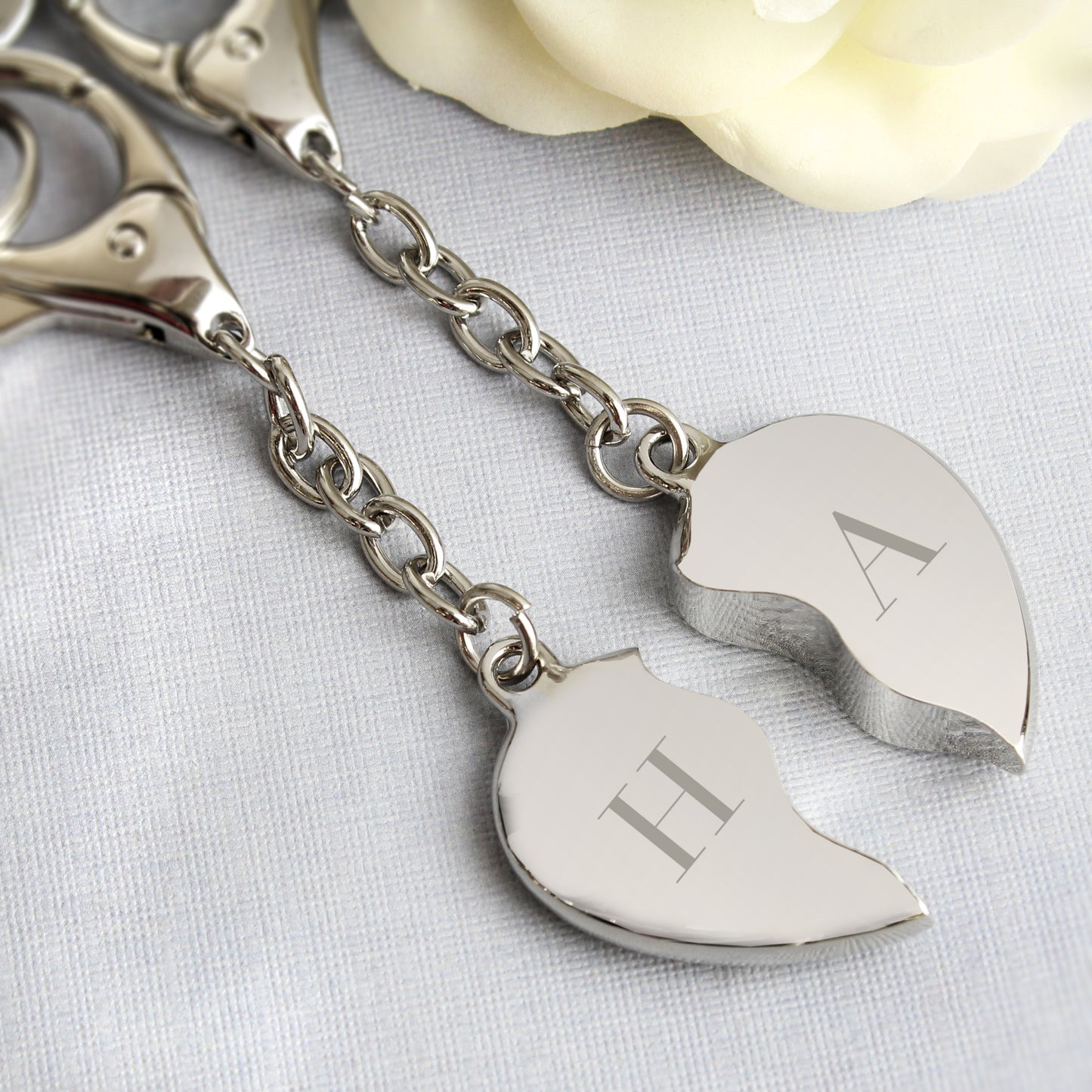 INITIALS TWO HEART KEYRING
