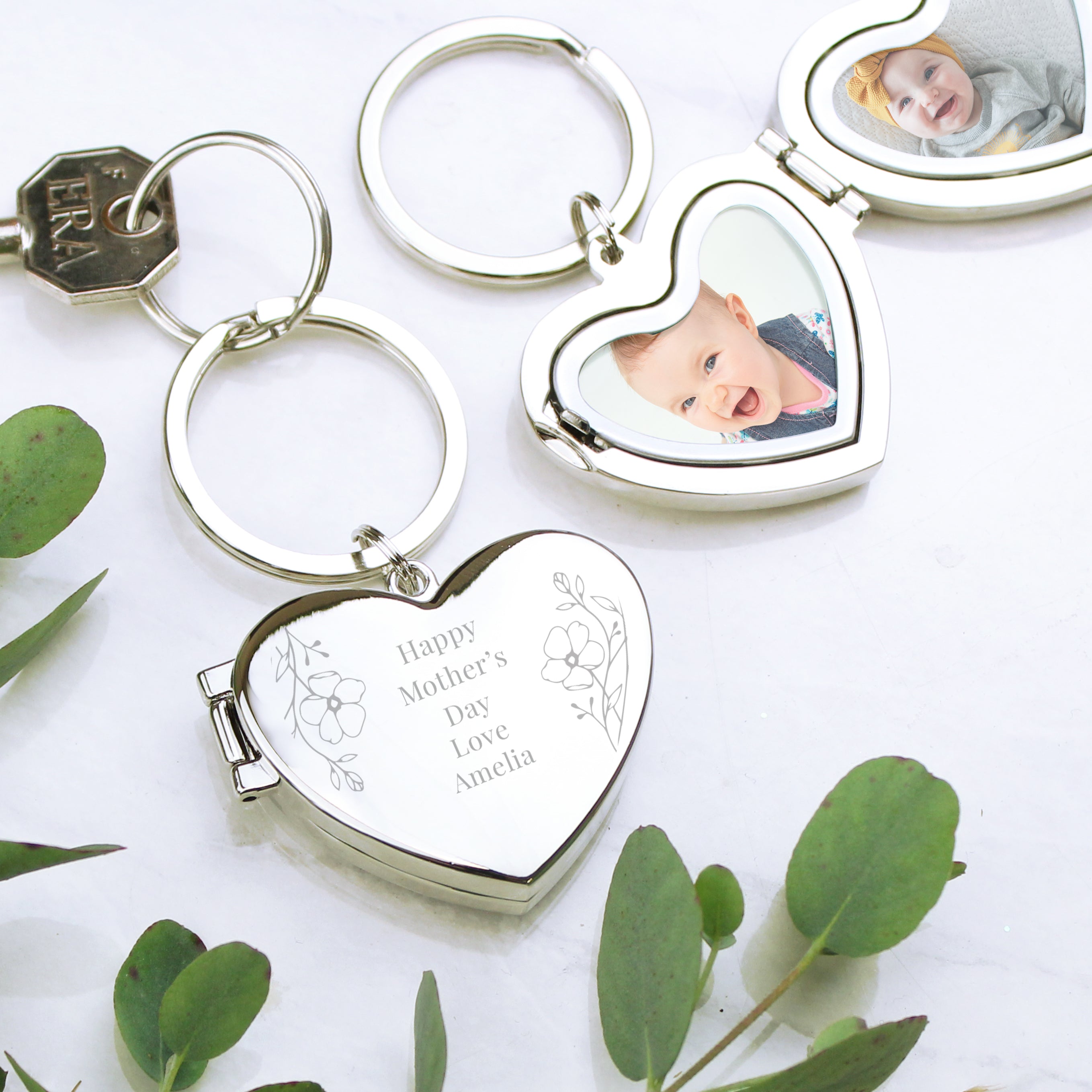 FLORAL HEART PHOTO KEYRING