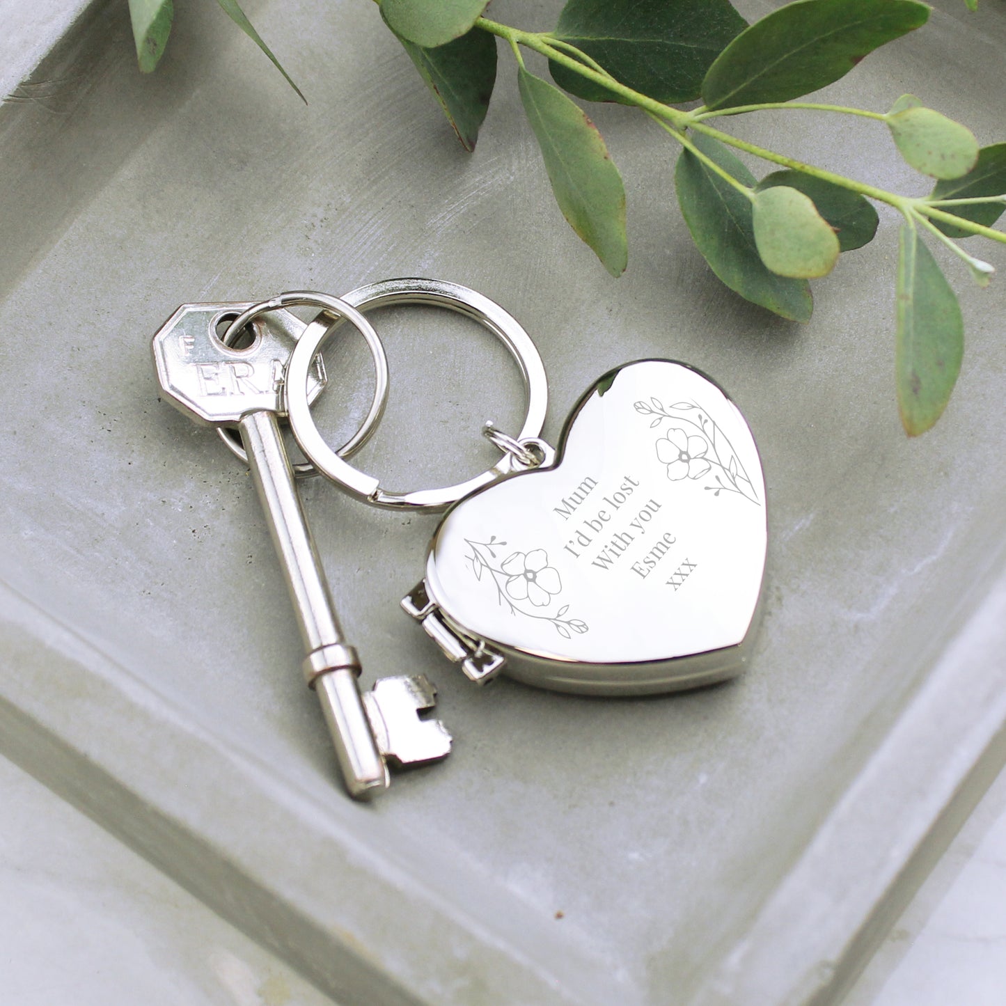 FLORAL HEART PHOTO KEYRING