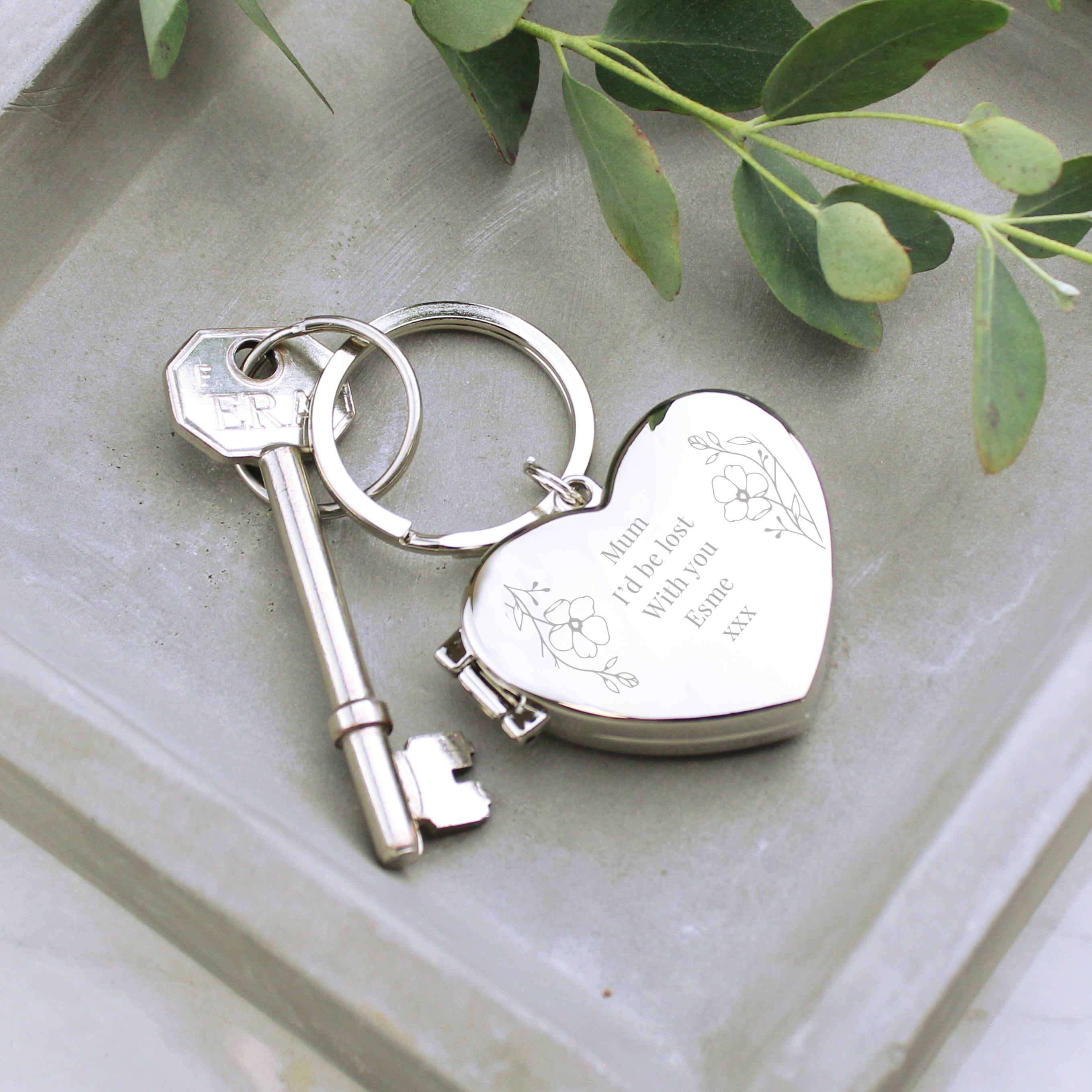 FLORAL HEART PHOTO KEYRING
