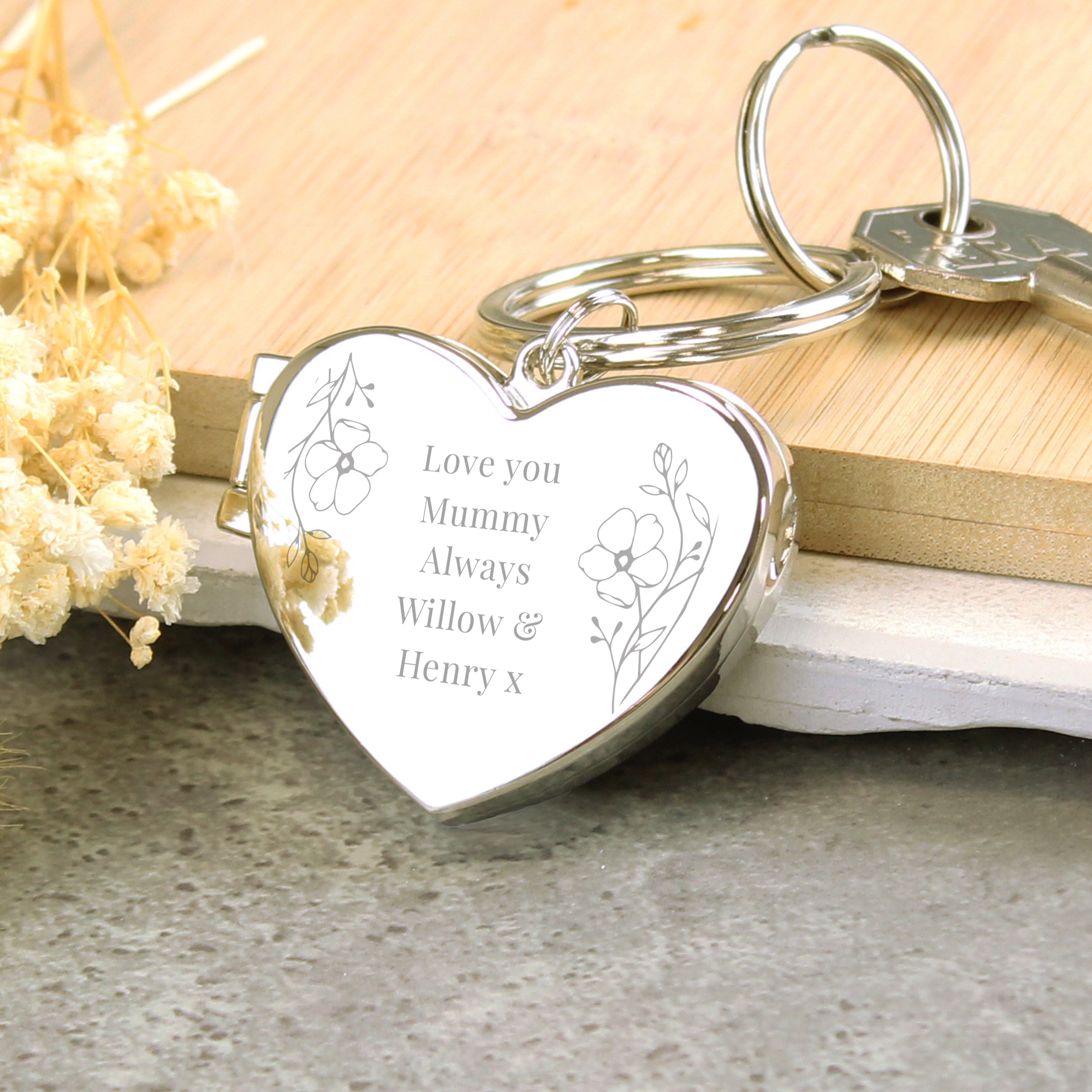 FLORAL HEART PHOTO KEYRING
