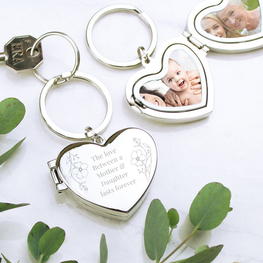 FLORAL HEART PHOTO KEYRING