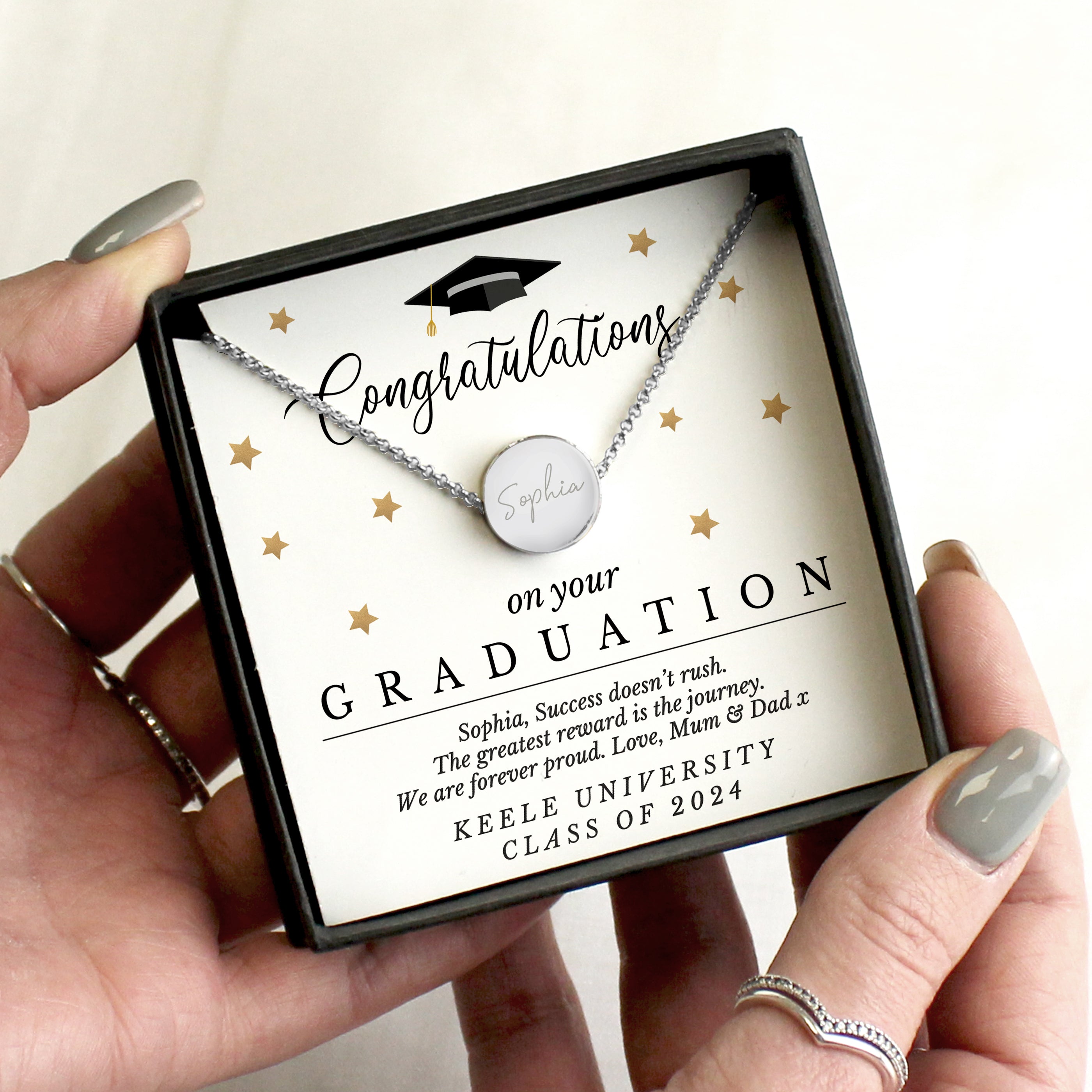 GRADUATION SENTIMENT SILVER NECKLACE