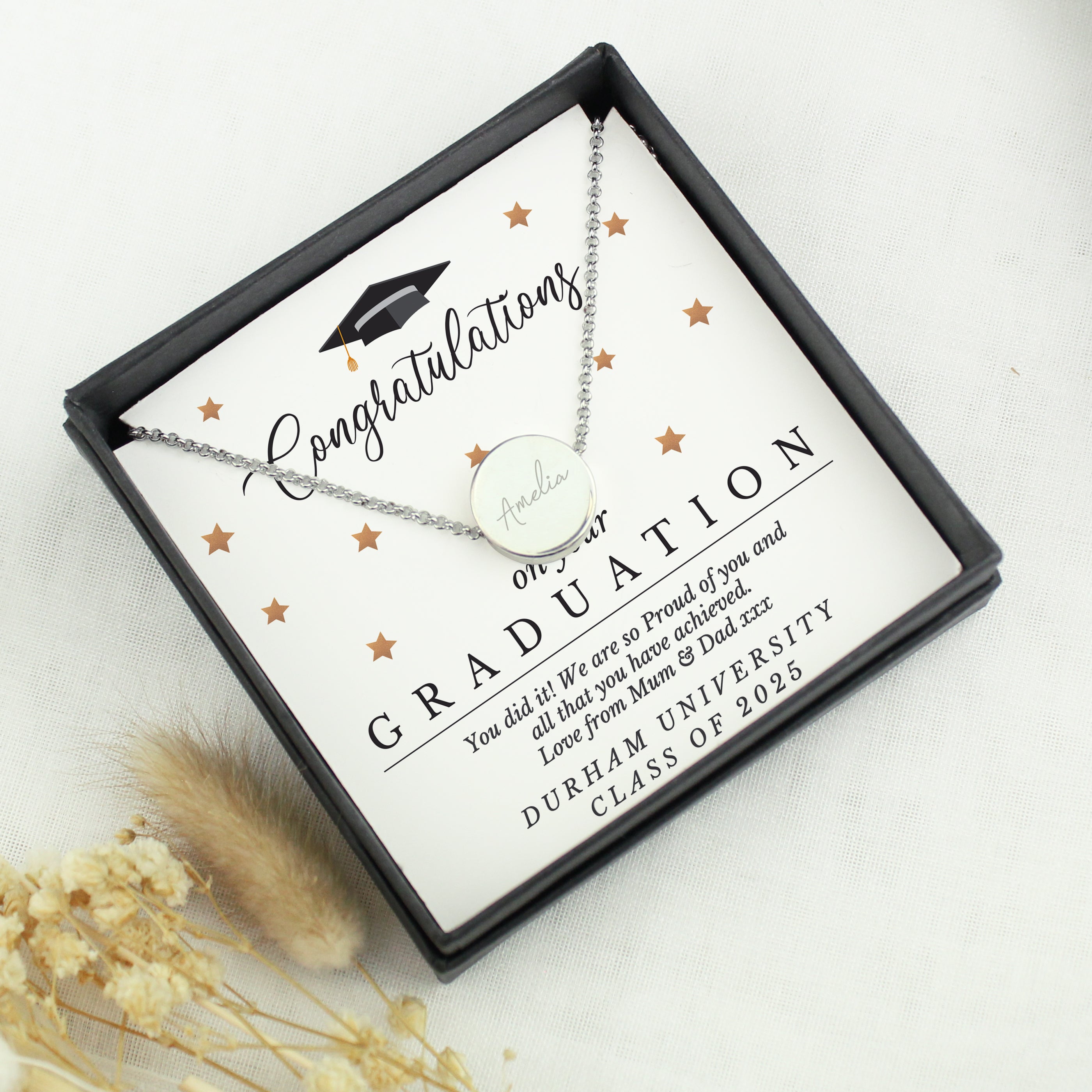 GRADUATION SENTIMENT SILVER NECKLACE