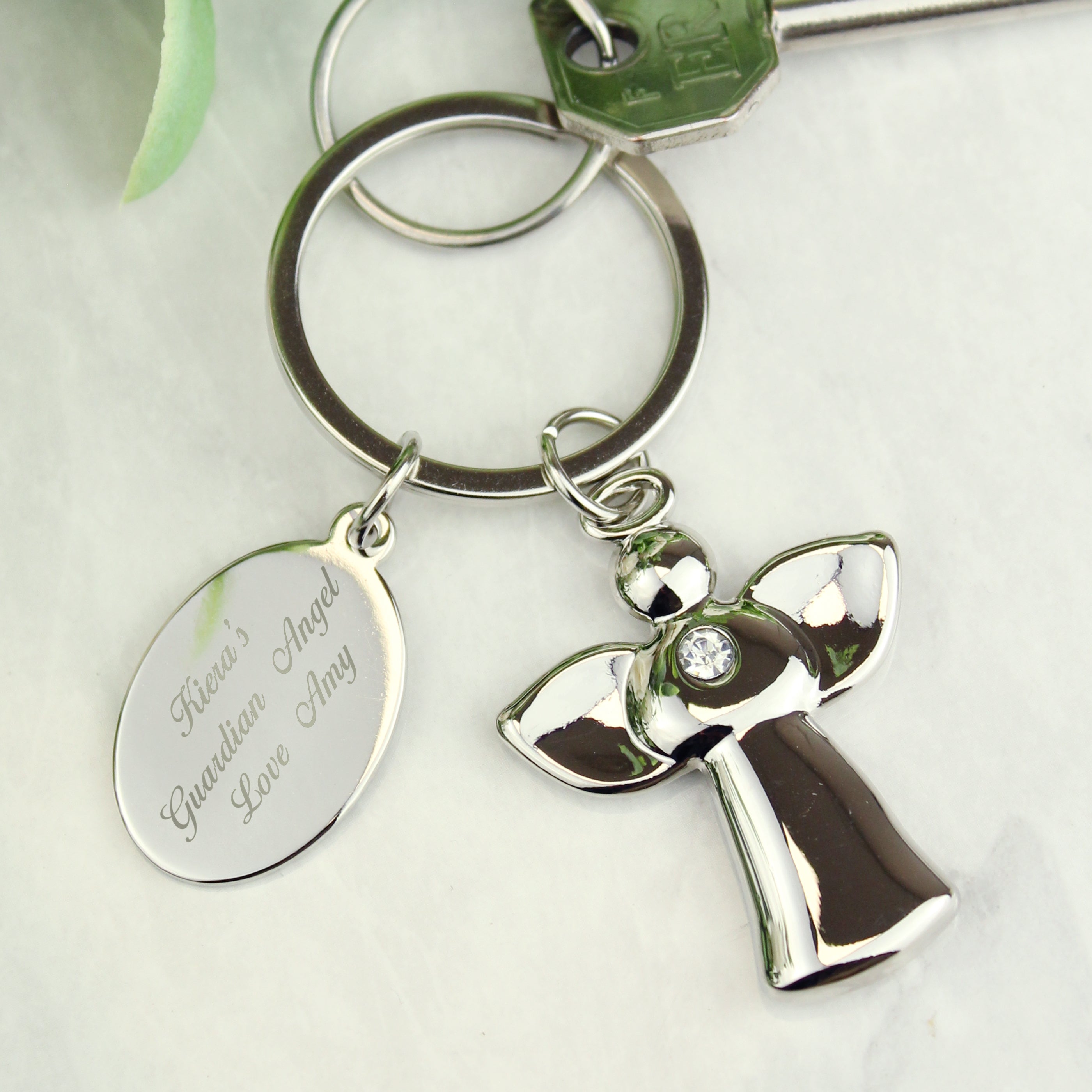 SILVER PLATED ANGEL KEYRING